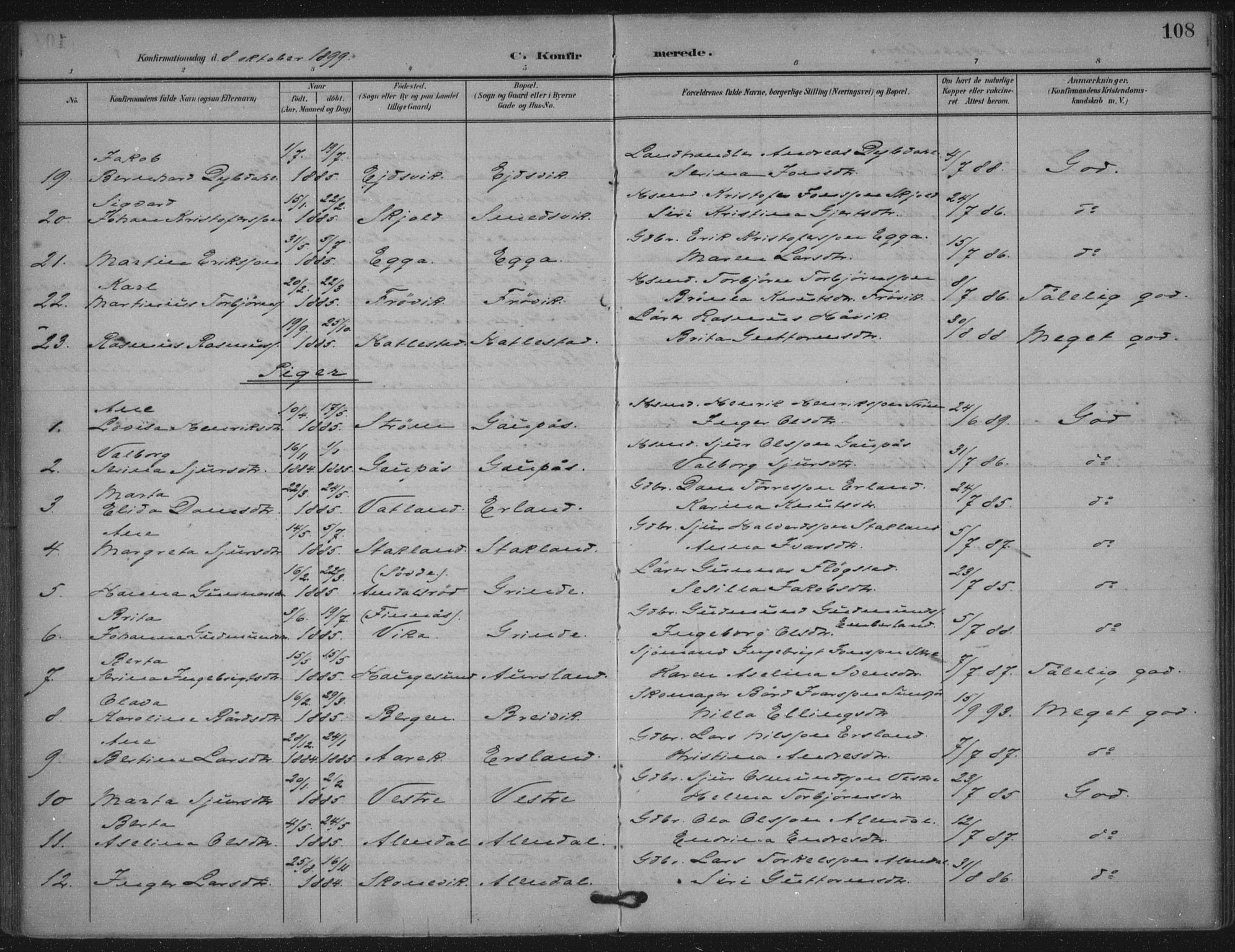 Skjold sokneprestkontor, AV/SAST-A-101847/H/Ha/Haa/L0011: Parish register (official) no. A 11, 1897-1914, p. 108