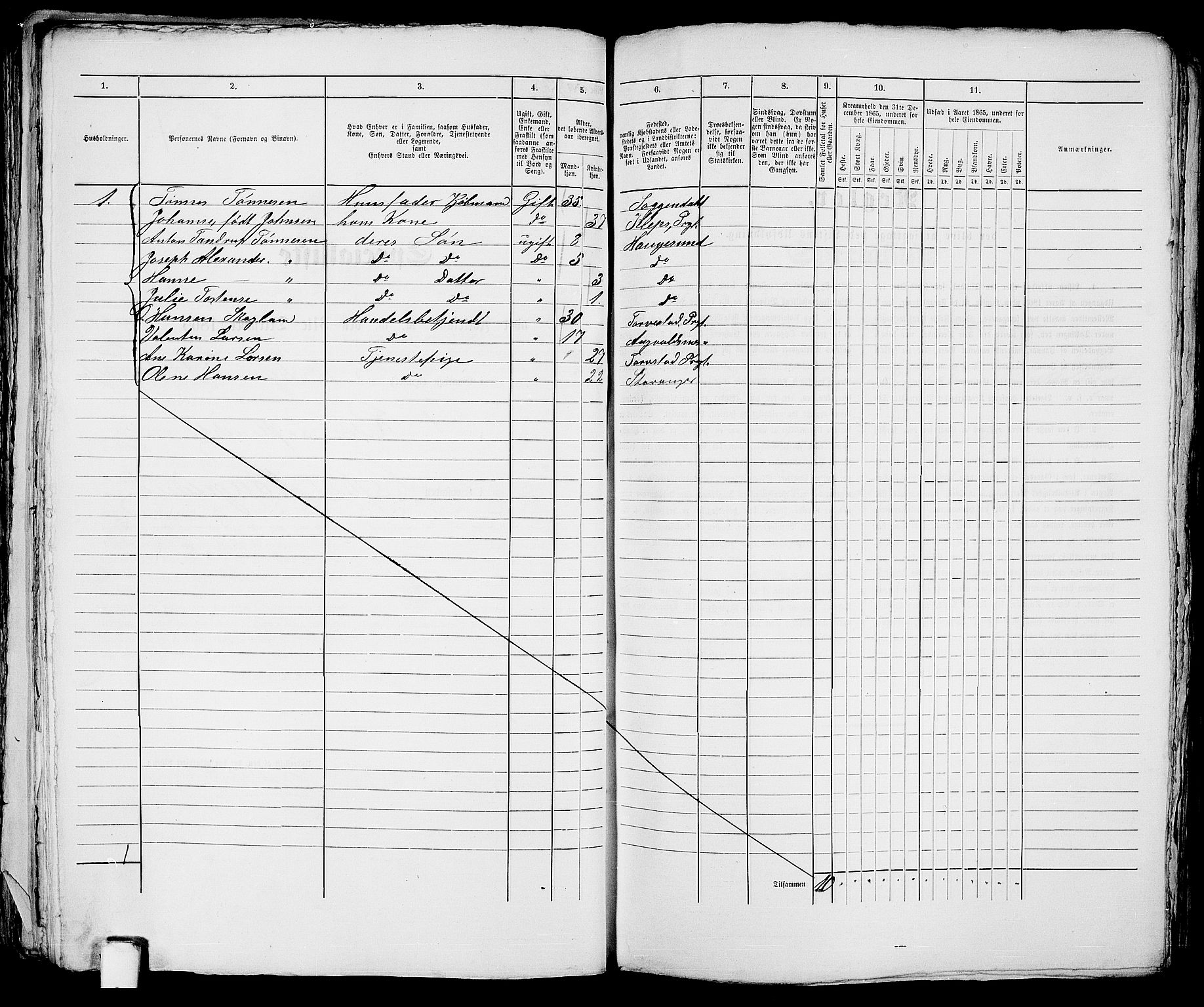 RA, 1865 census for Torvastad/Haugesund, 1865, p. 154