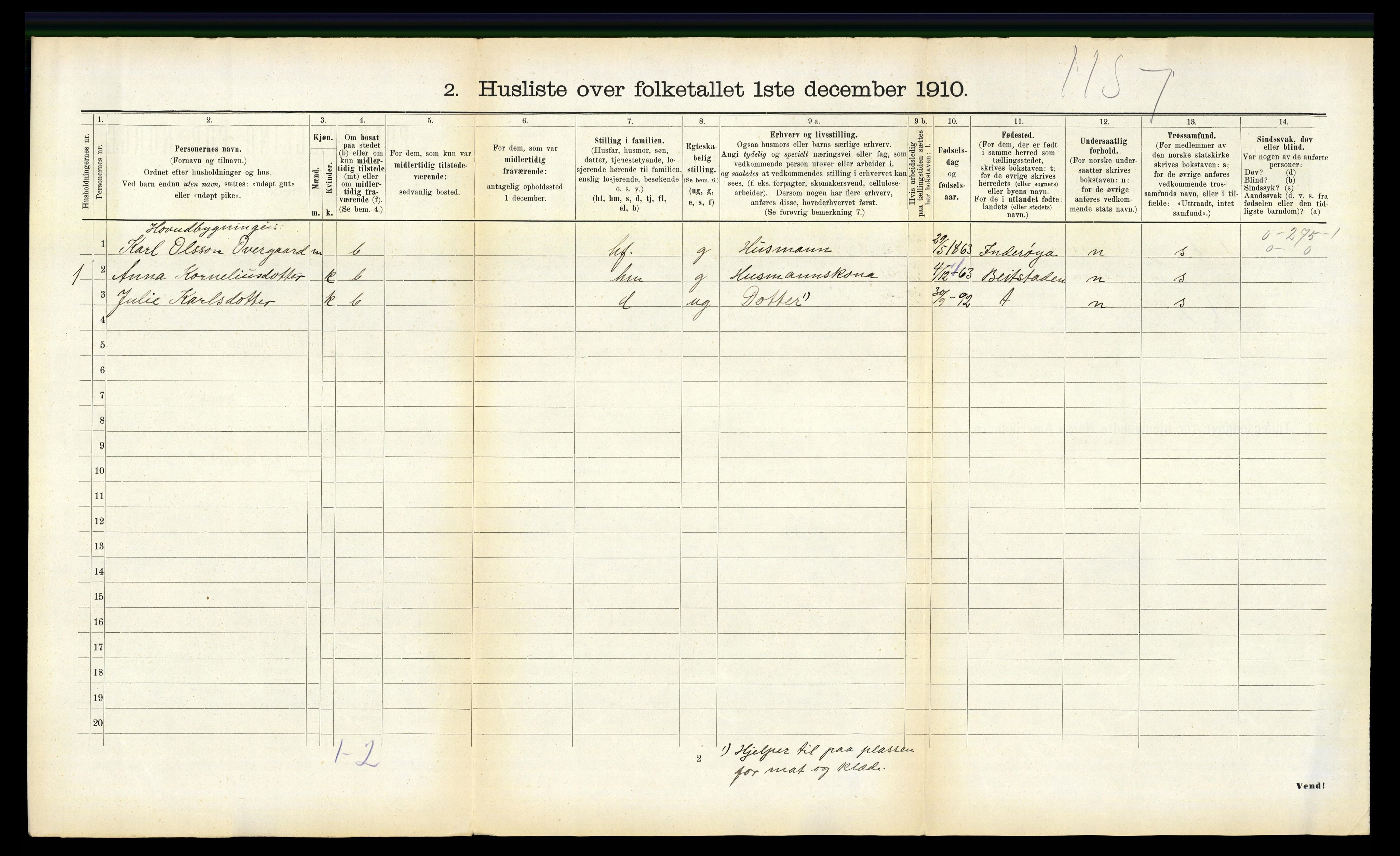 RA, 1910 census for Namdalseid, 1910, p. 471