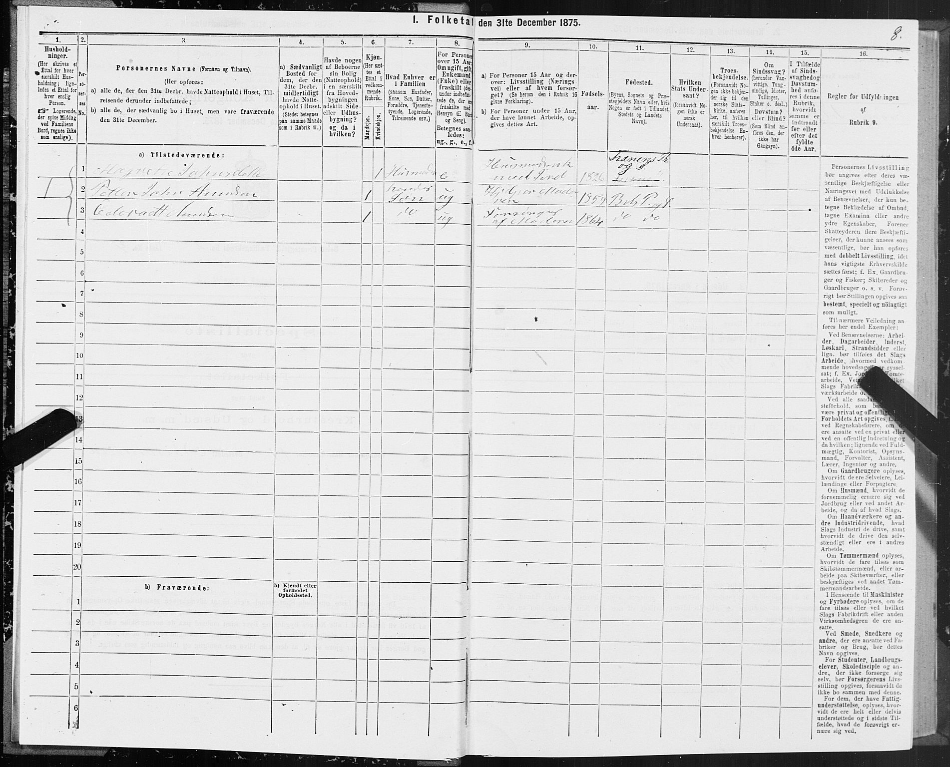 SAT, 1875 census for 1544P Bolsøy, 1875, p. 2008