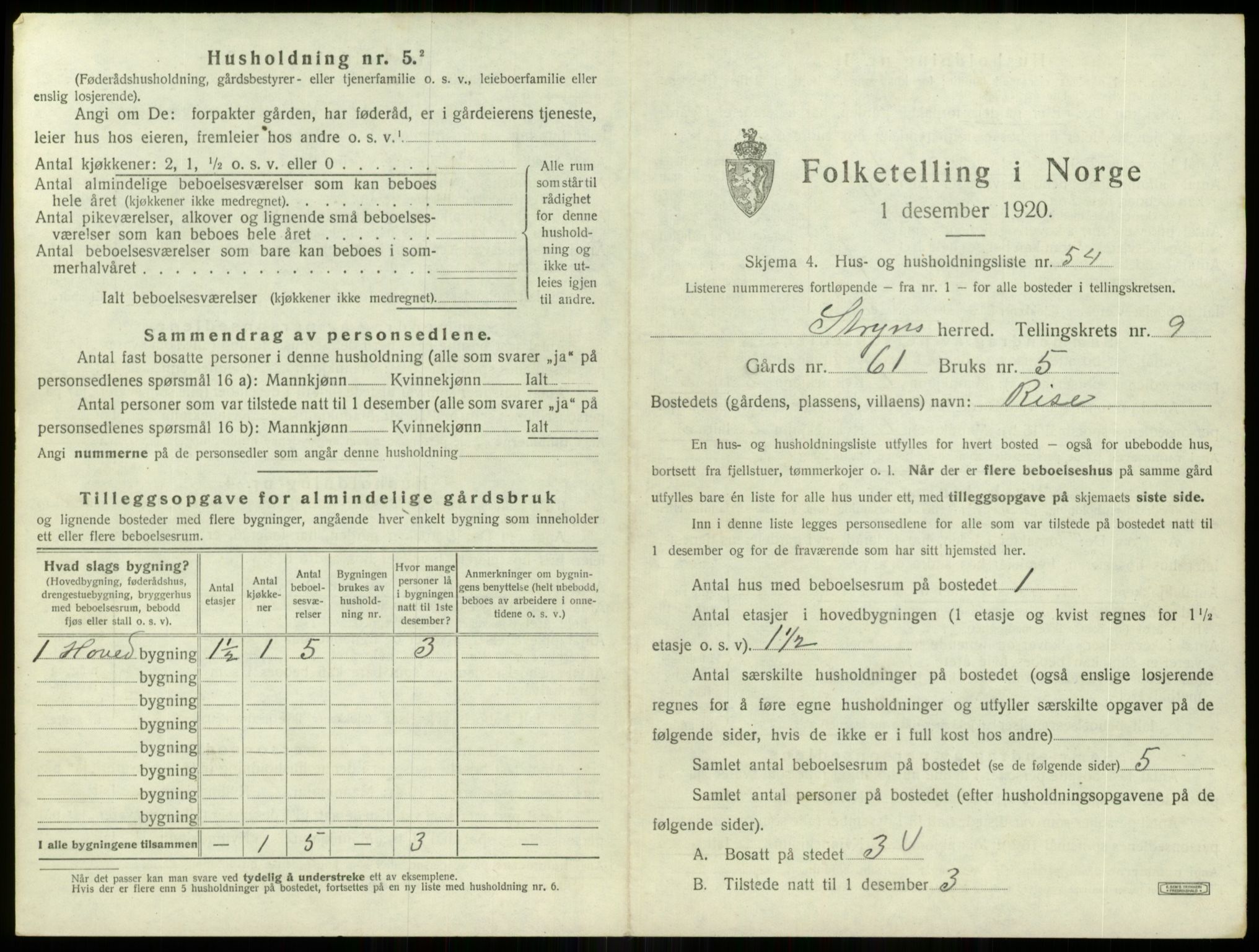 SAB, 1920 census for Stryn, 1920, p. 659