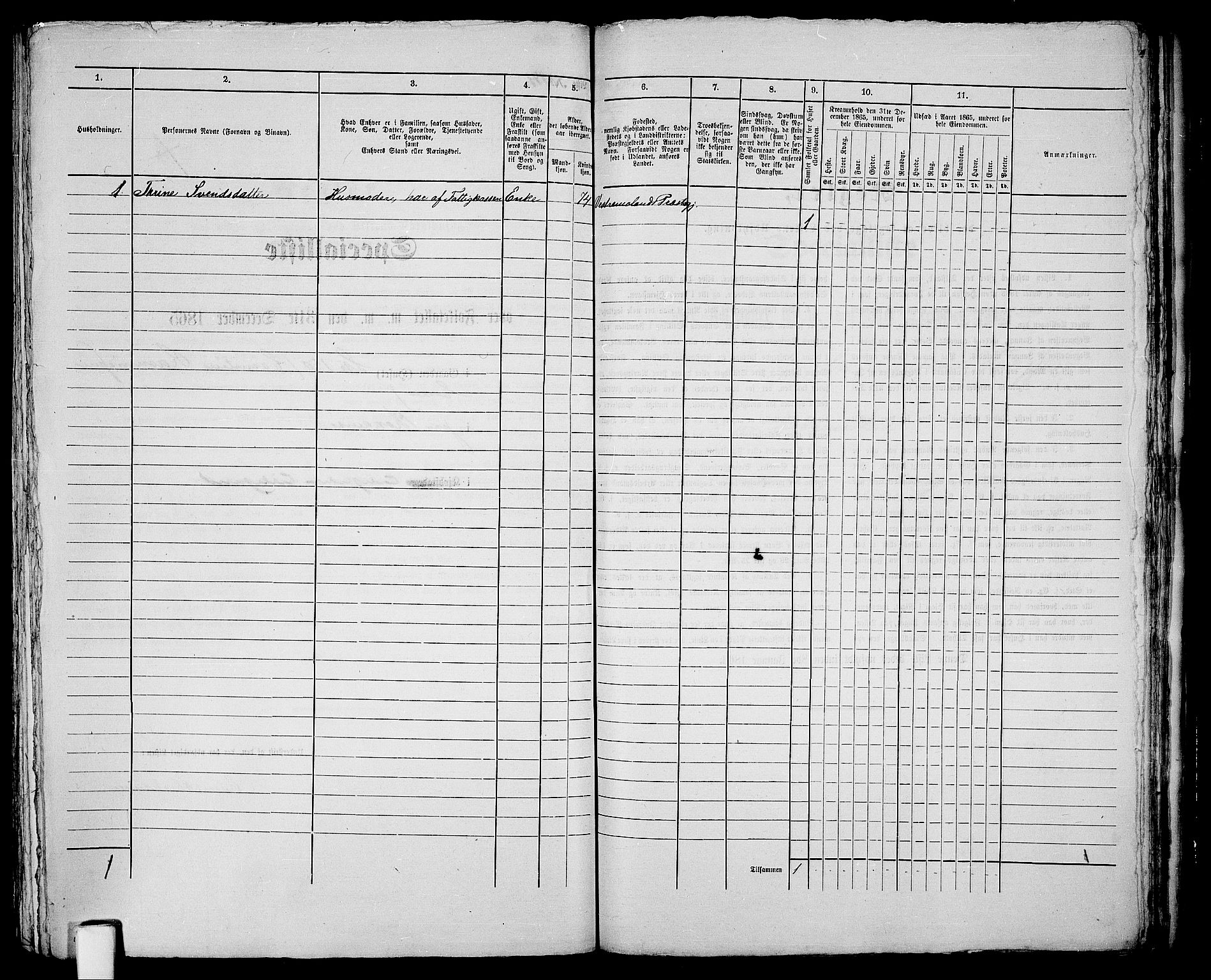 RA, 1865 census for Vestre Moland/Lillesand, 1865, p. 292