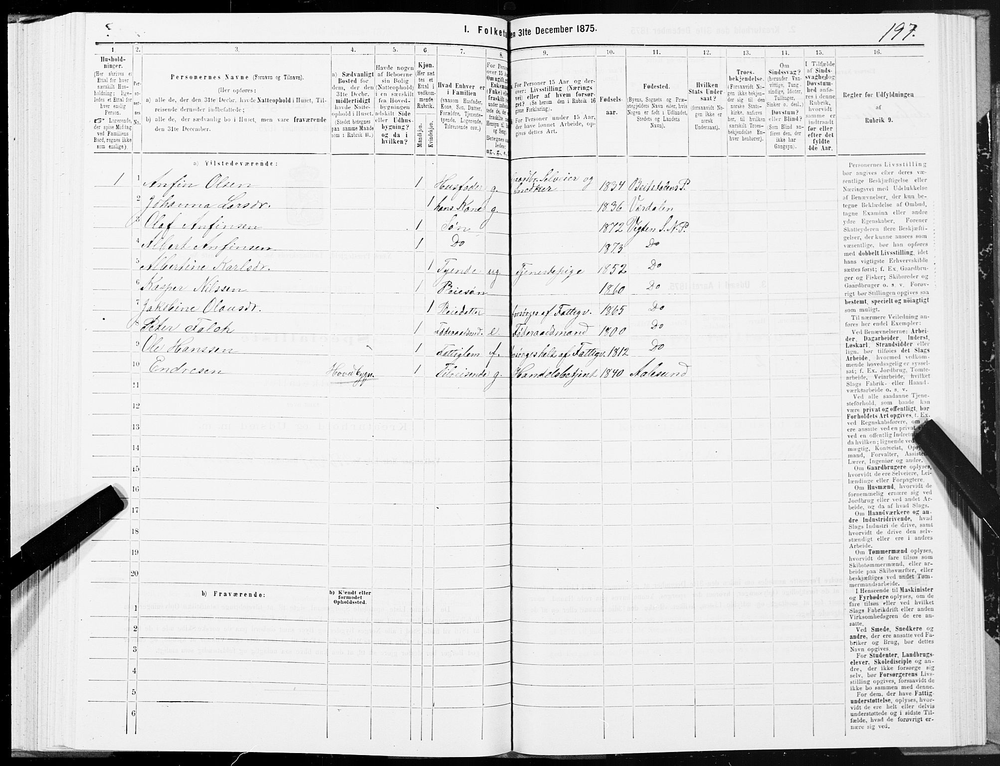 SAT, 1875 census for 1751P Nærøy, 1875, p. 3197