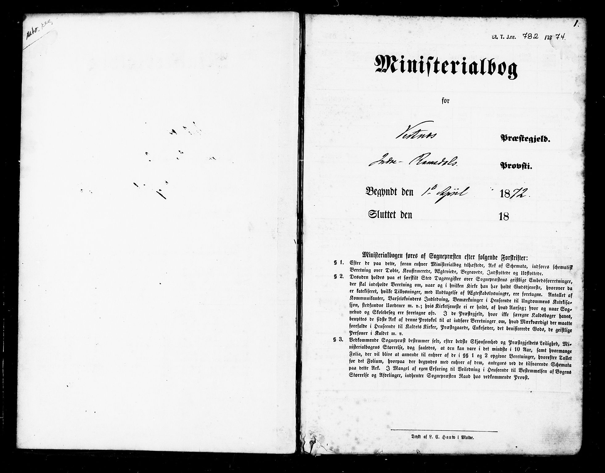 Ministerialprotokoller, klokkerbøker og fødselsregistre - Møre og Romsdal, SAT/A-1454/541/L0545: Parish register (official) no. 541A02, 1872-1886, p. 1