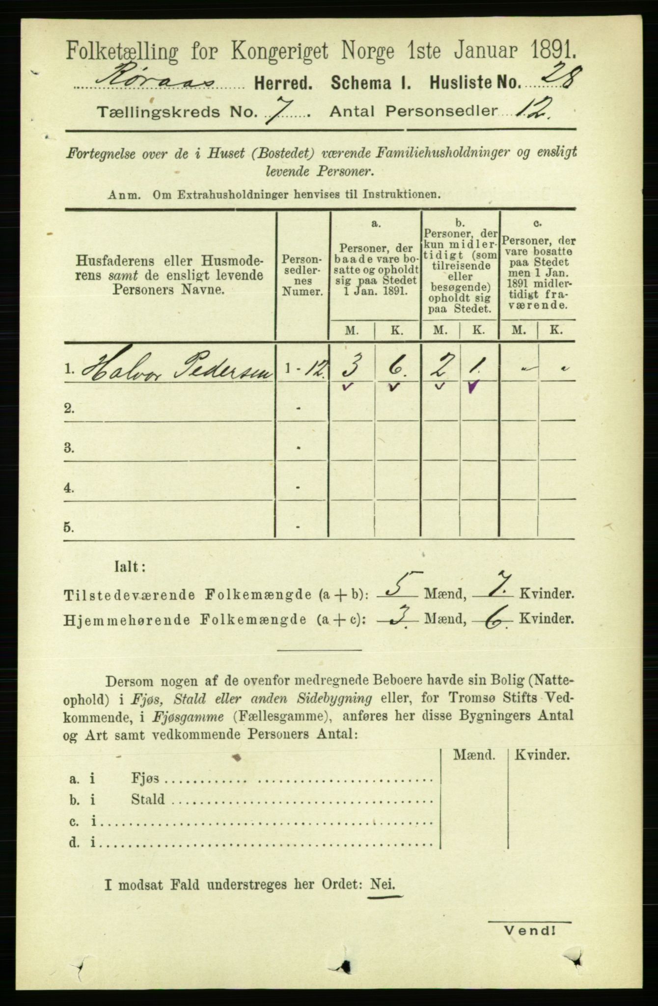 RA, 1891 census for 1640 Røros, 1891, p. 1368