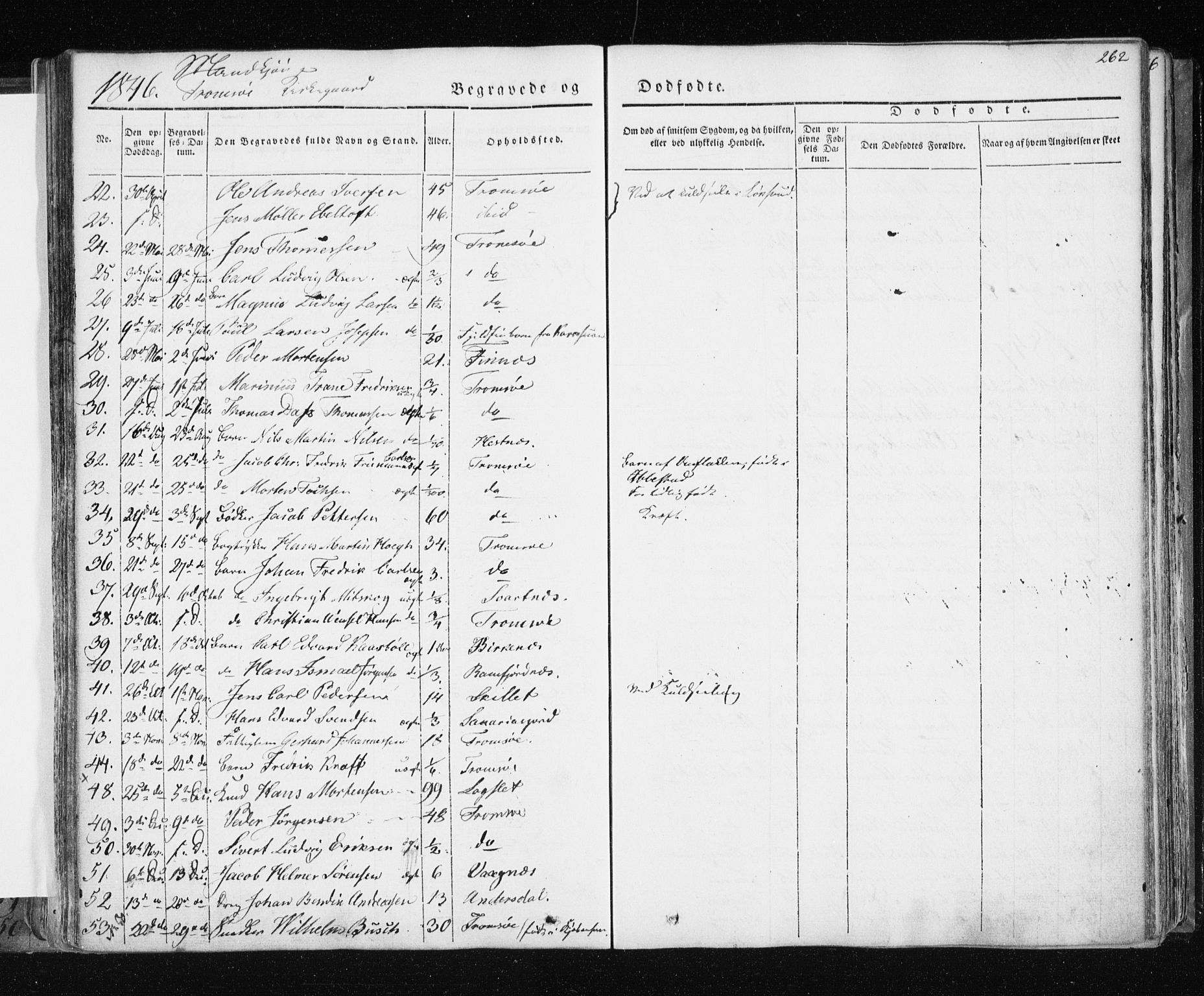 Tromsø sokneprestkontor/stiftsprosti/domprosti, SATØ/S-1343/G/Ga/L0009kirke: Parish register (official) no. 9, 1837-1847, p. 262