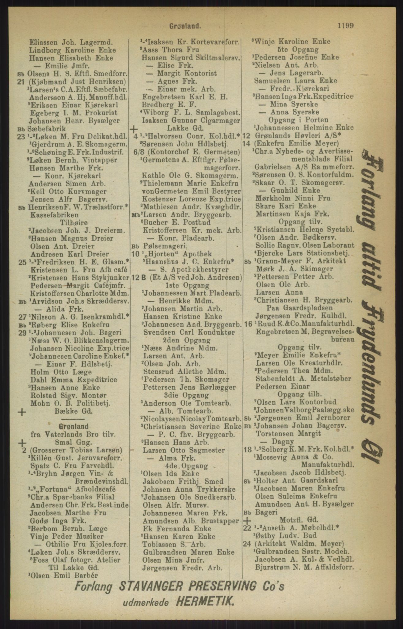Kristiania/Oslo adressebok, PUBL/-, 1911, p. 1199