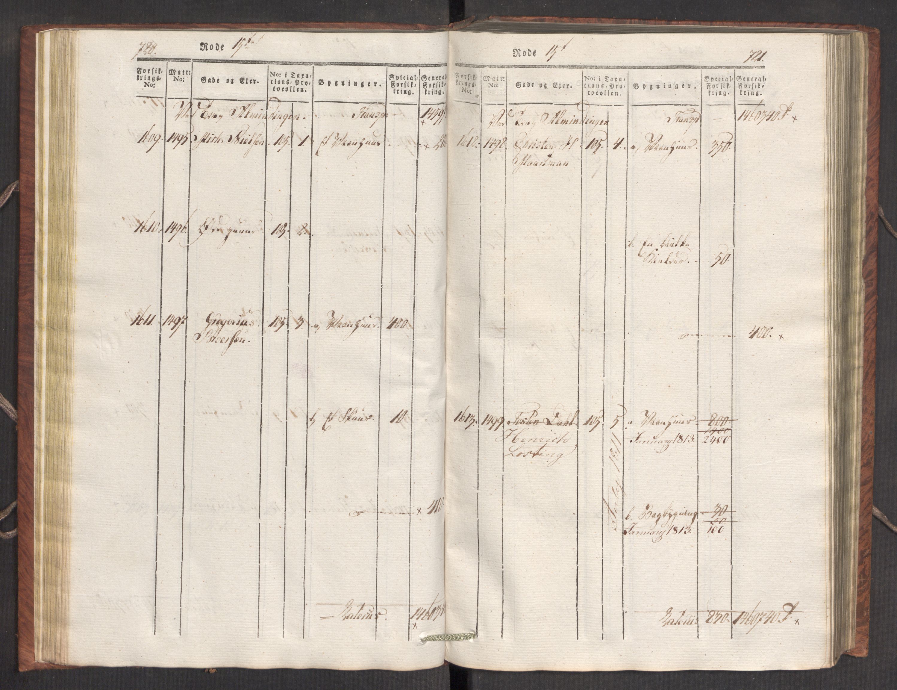 Kommersekollegiet, Brannforsikringskontoret 1767-1814, AV/RA-EA-5458/F/Fa/L0007/0002: Bergen / Branntakstprotokoll, 1807-1817, p. 720-721