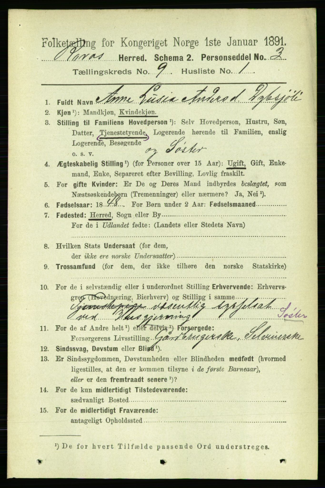 RA, 1891 census for 1640 Røros, 1891, p. 1824