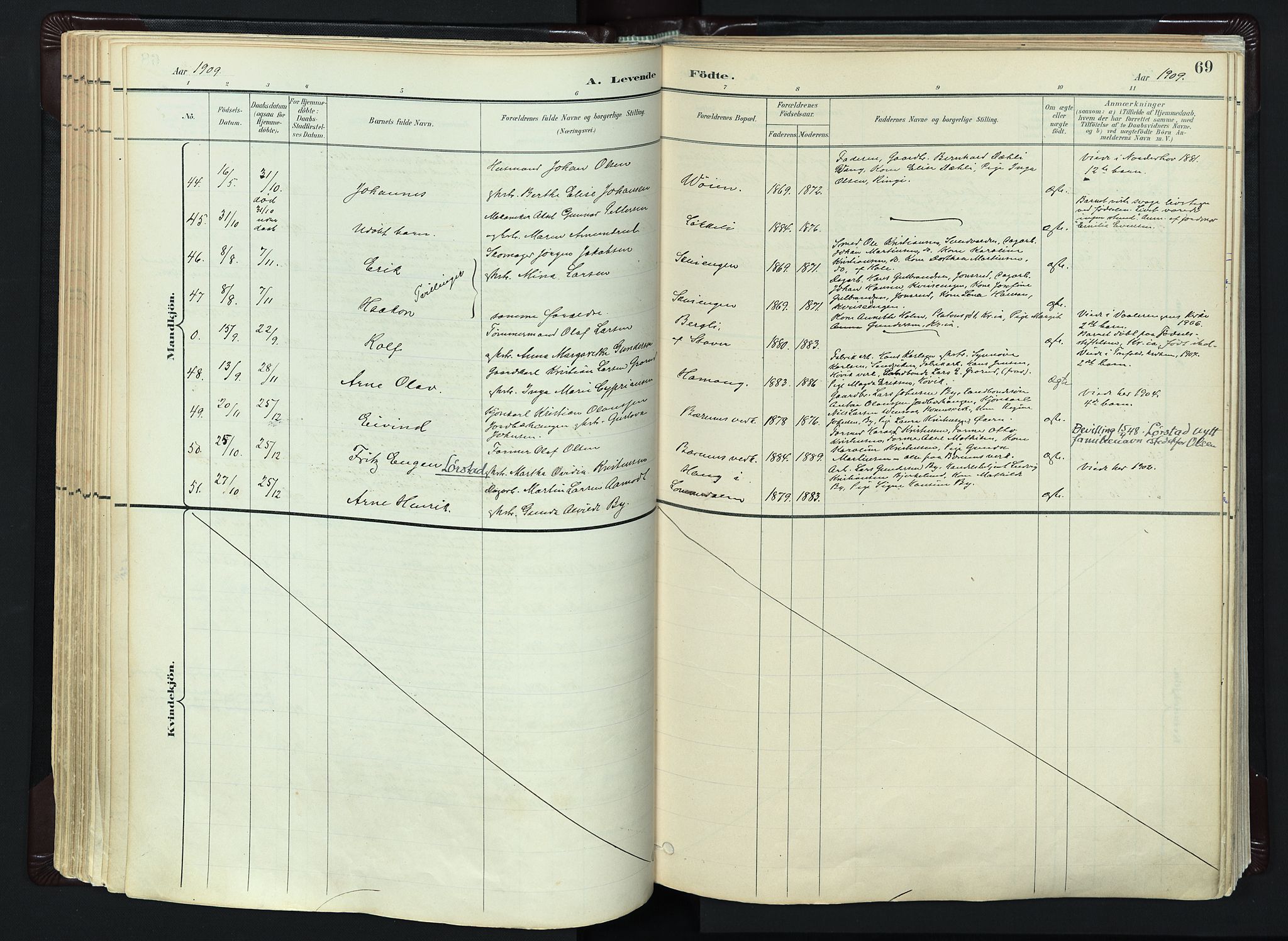 Vestre Bærum prestekontor Kirkebøker, AV/SAO-A-10209a/F/Fa/L0001: Parish register (official) no. 1, 1896-1923, p. 69