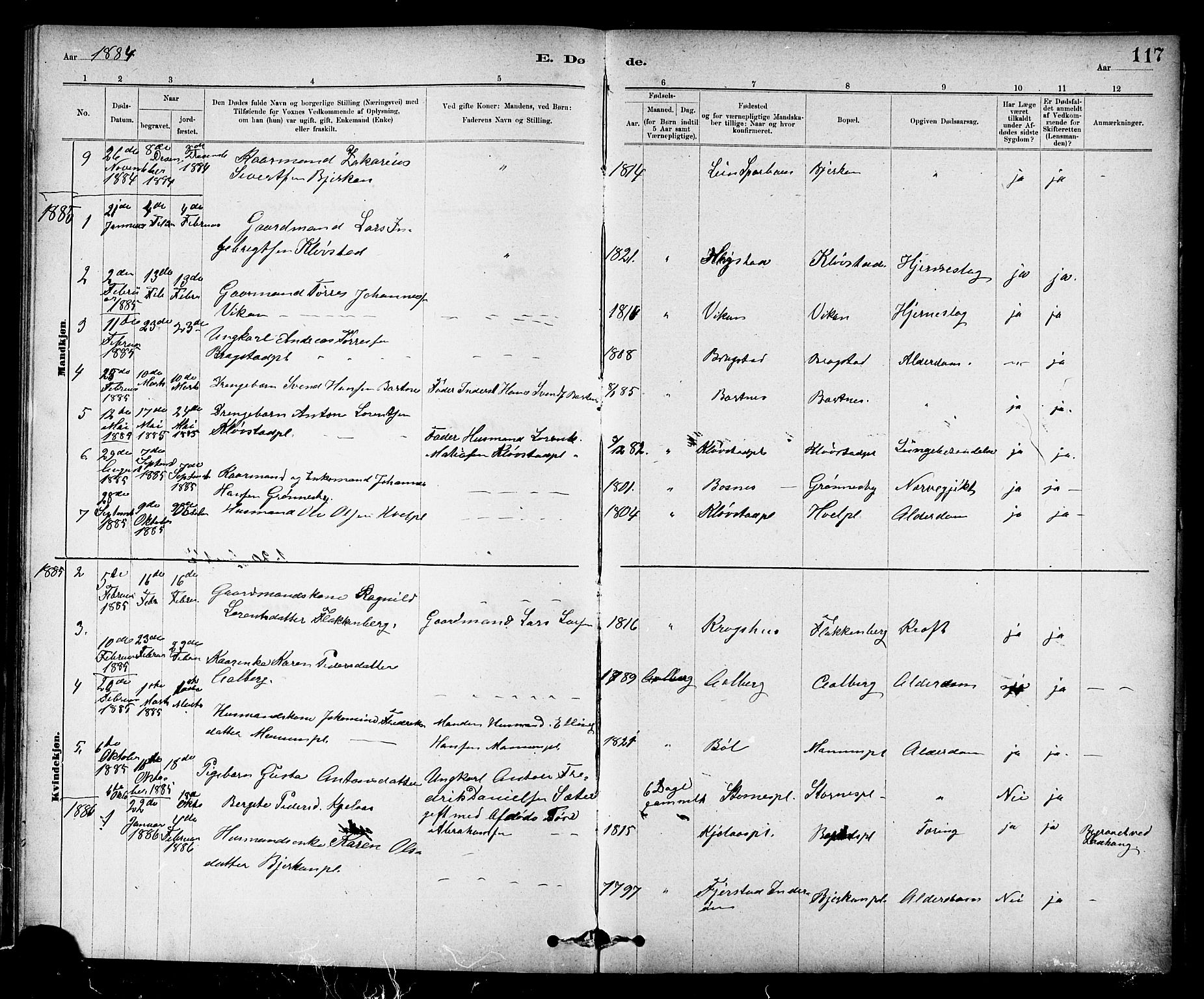 Ministerialprotokoller, klokkerbøker og fødselsregistre - Nord-Trøndelag, SAT/A-1458/732/L0318: Parish register (copy) no. 732C02, 1881-1911, p. 117