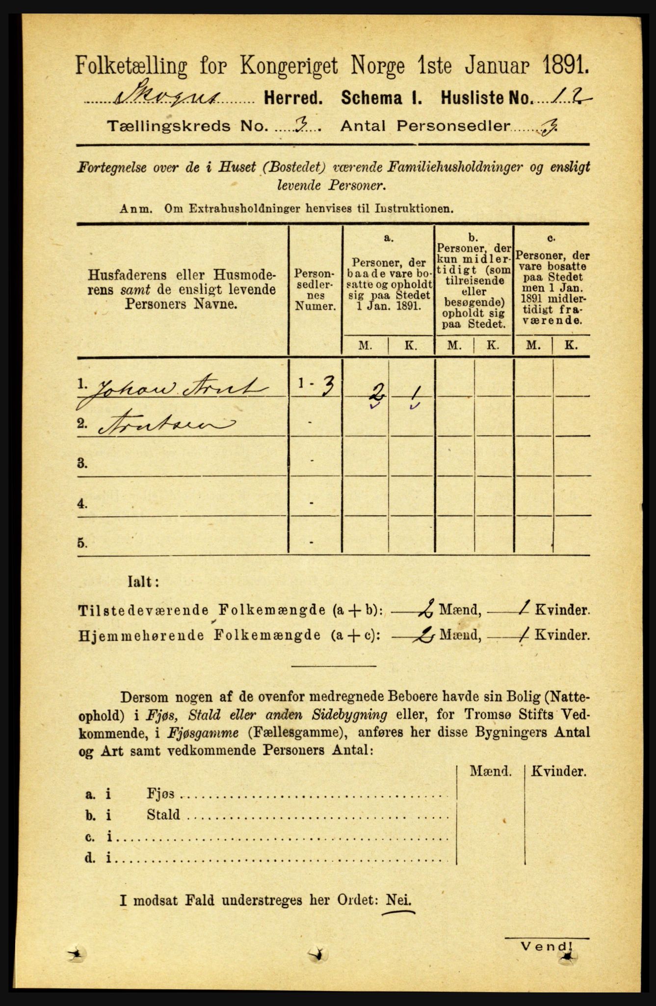 RA, 1891 census for 1719 Skogn, 1891, p. 1548