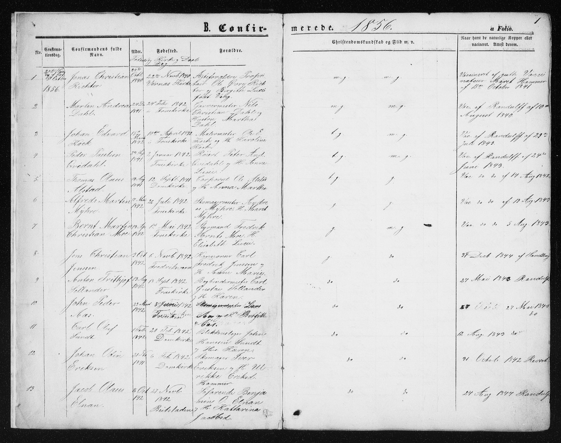 Ministerialprotokoller, klokkerbøker og fødselsregistre - Sør-Trøndelag, SAT/A-1456/602/L0114: Parish register (official) no. 602A12, 1856-1872, p. 1