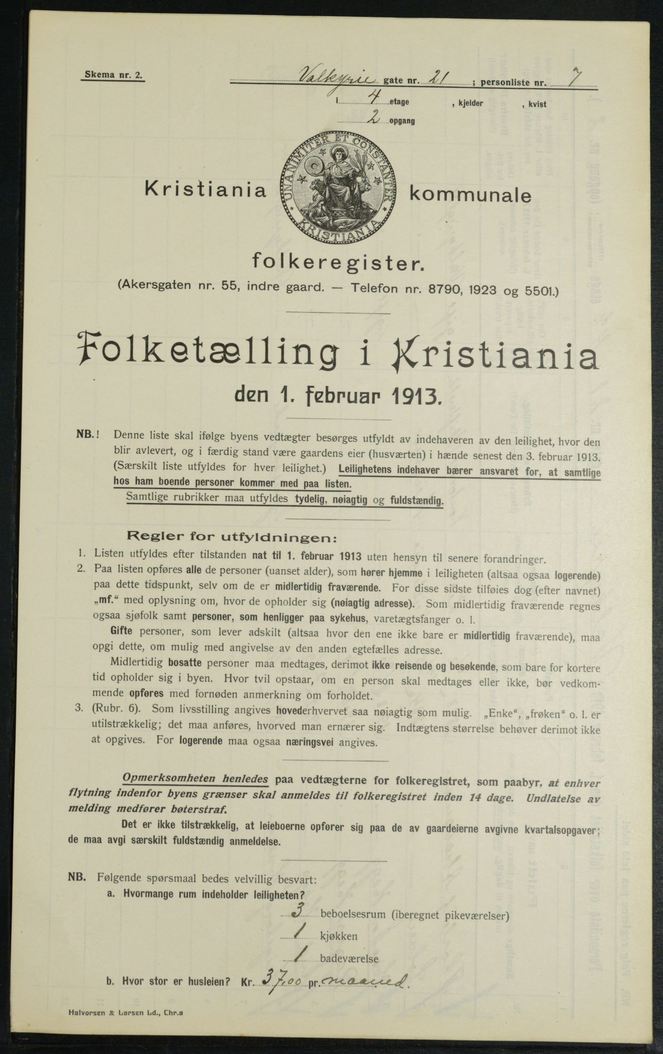 OBA, Municipal Census 1913 for Kristiania, 1913, p. 121703