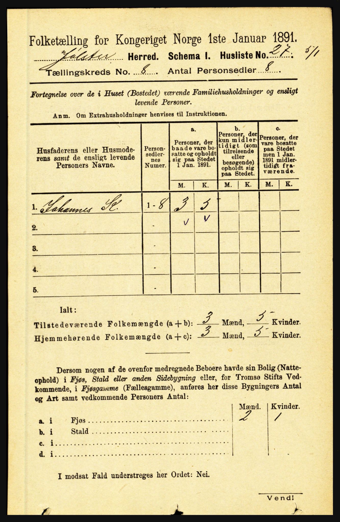 RA, 1891 census for 1431 Jølster, 1891, p. 2789