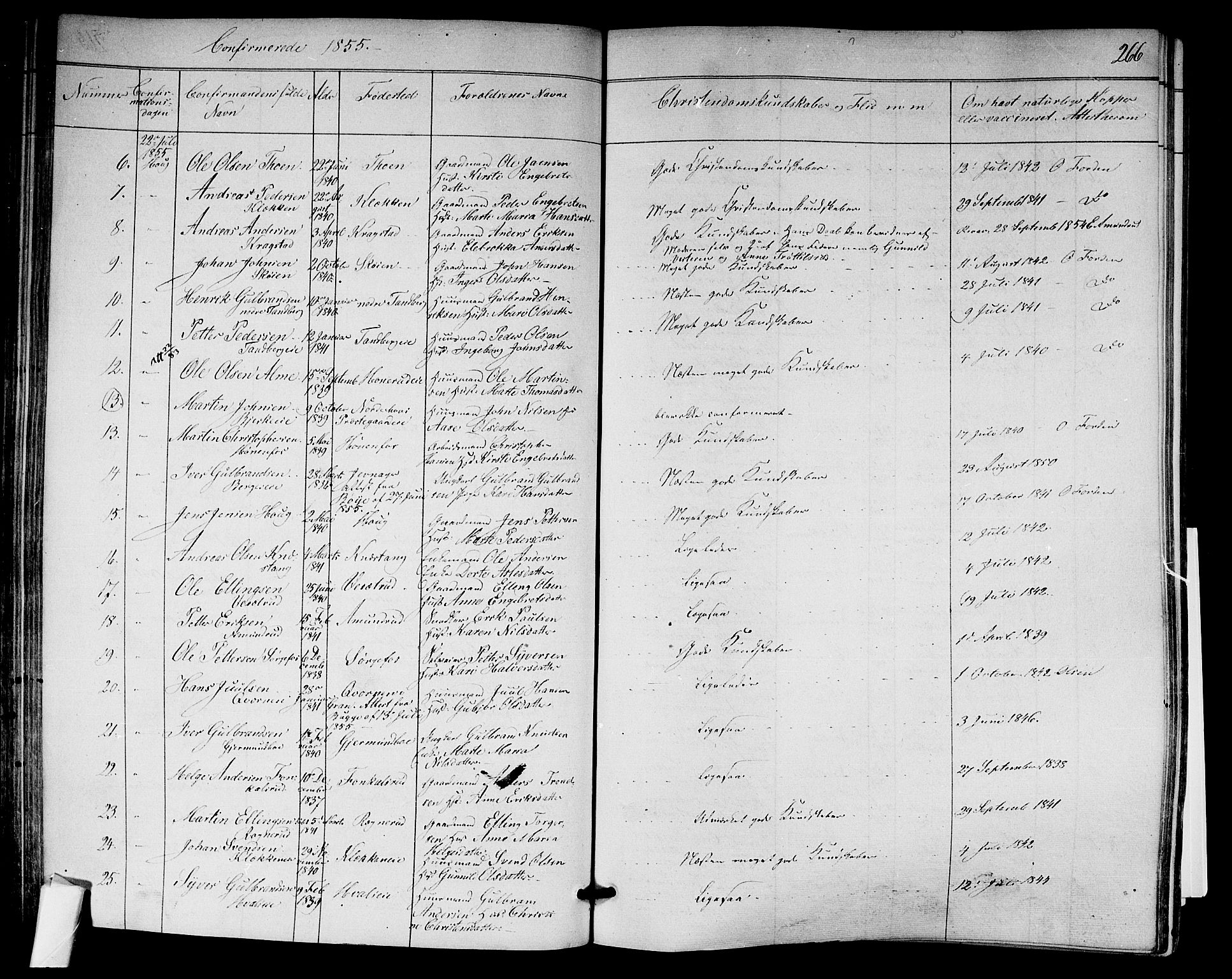 Norderhov kirkebøker, AV/SAKO-A-237/F/Fa/L0011: Parish register (official) no. 11, 1847-1856, p. 266