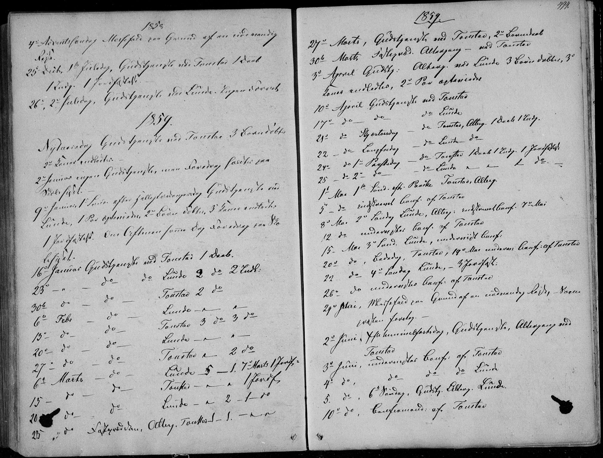 Sirdal sokneprestkontor, AV/SAK-1111-0036/F/Fa/Fab/L0002: Parish register (official) no. A 2, 1855-1874, p. 494