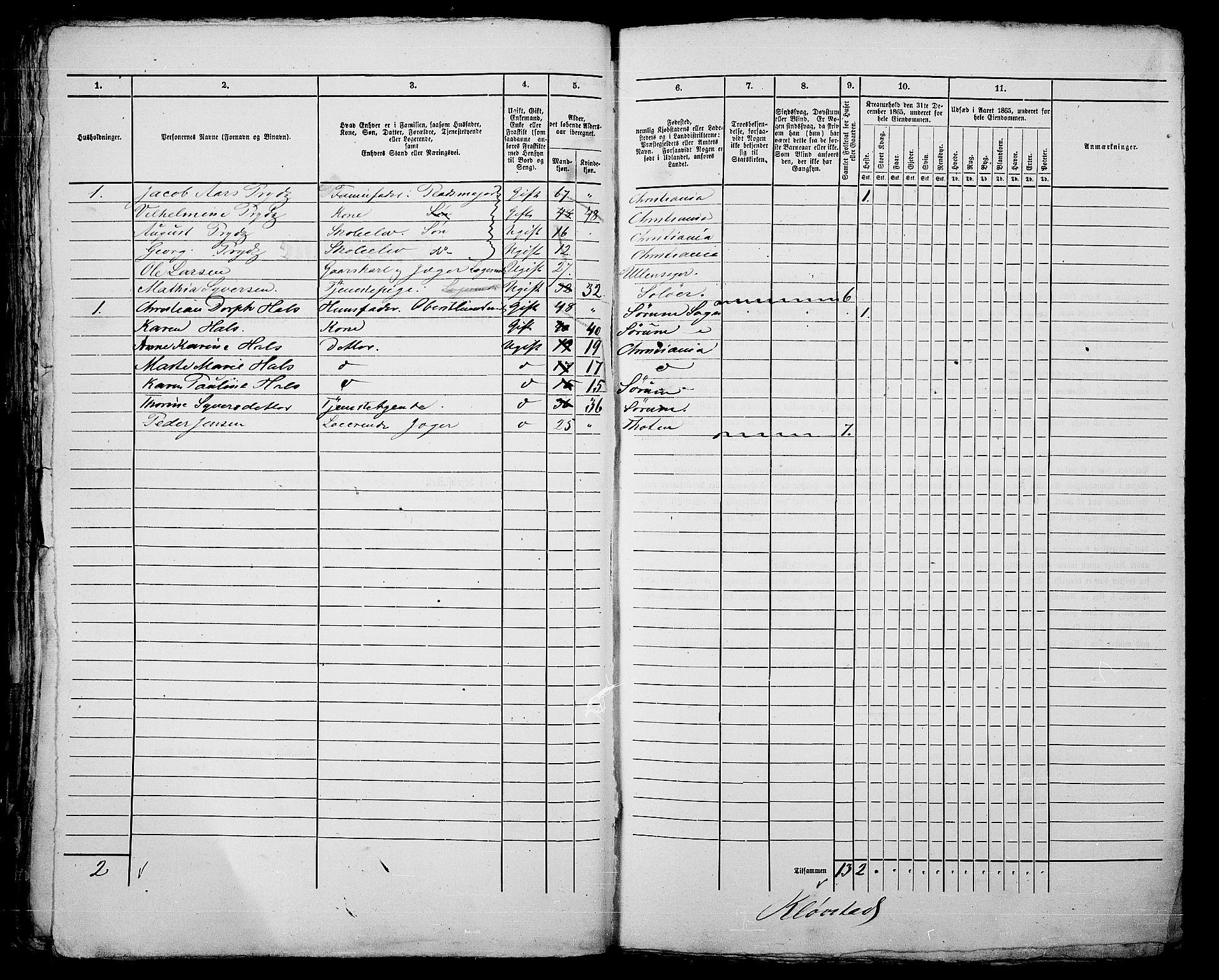 RA, 1865 census for Kristiania, 1865, p. 163