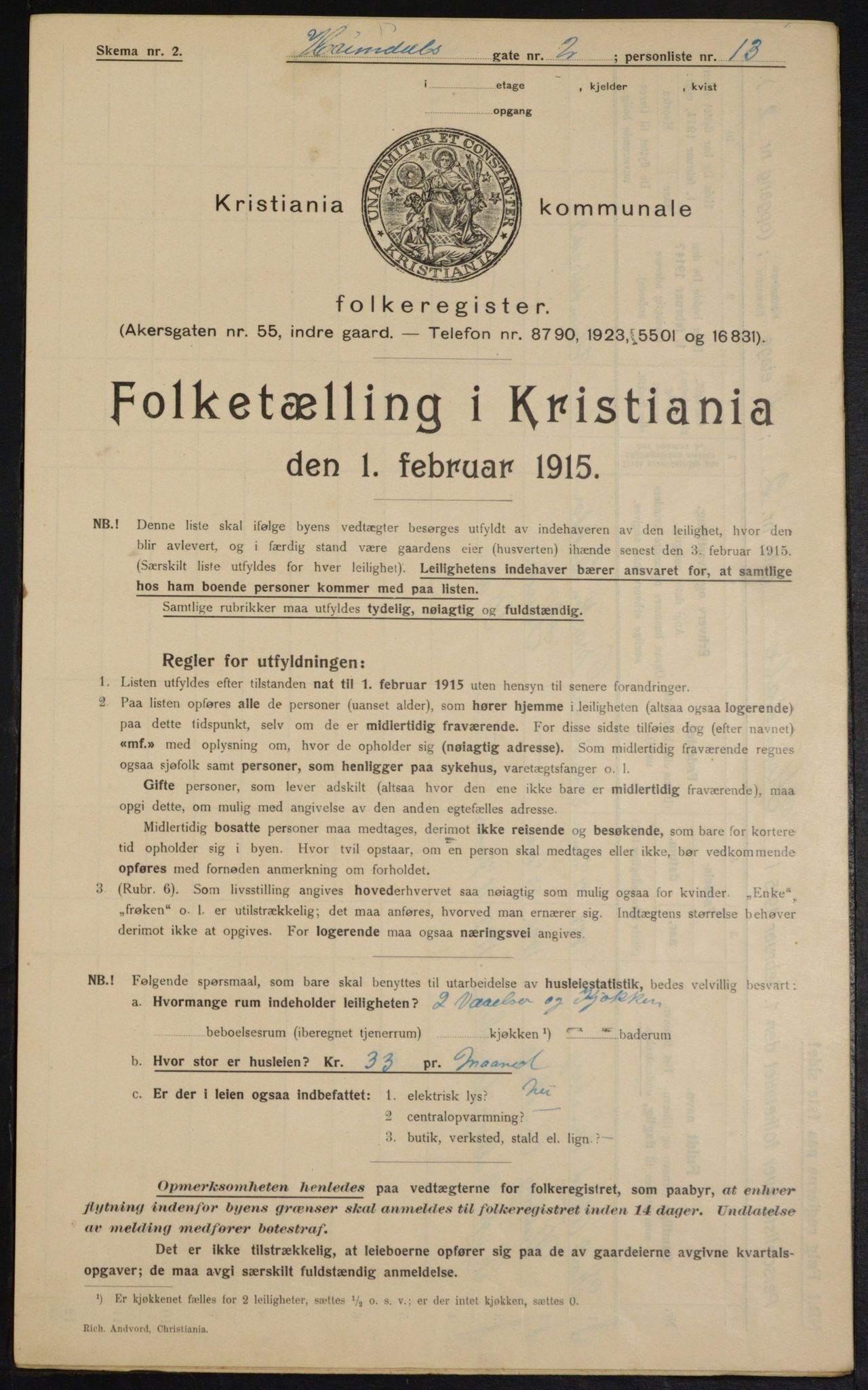 OBA, Municipal Census 1915 for Kristiania, 1915, p. 36208