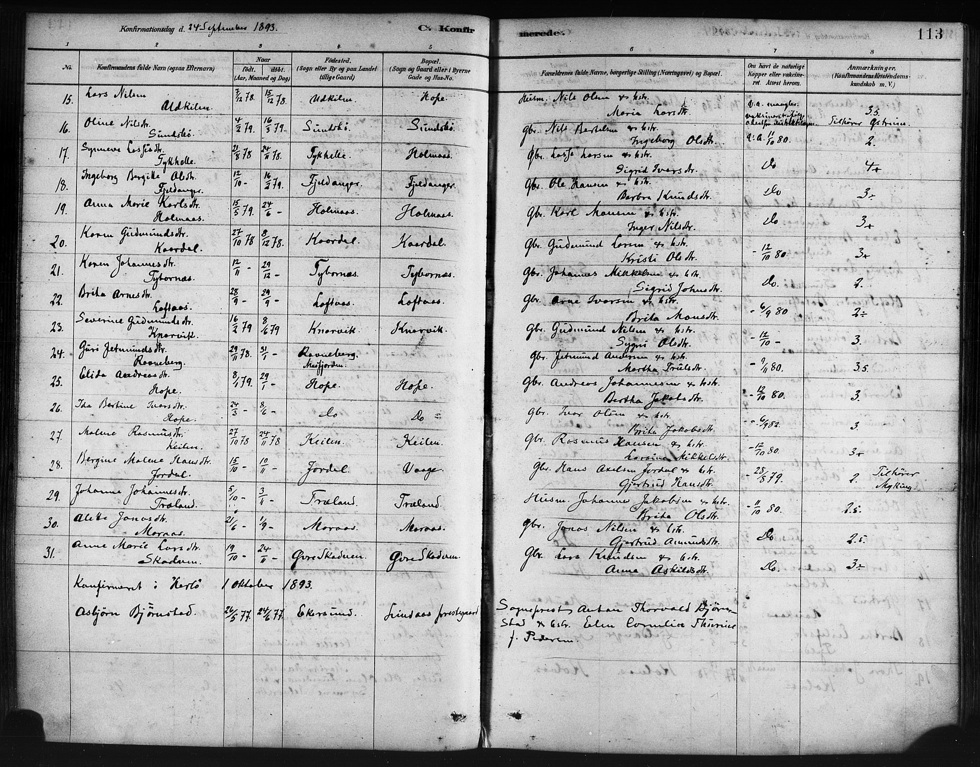 Lindås Sokneprestembete, AV/SAB-A-76701/H/Haa/Haaa/L0019: Parish register (official) no. A 19, 1878-1912, p. 113