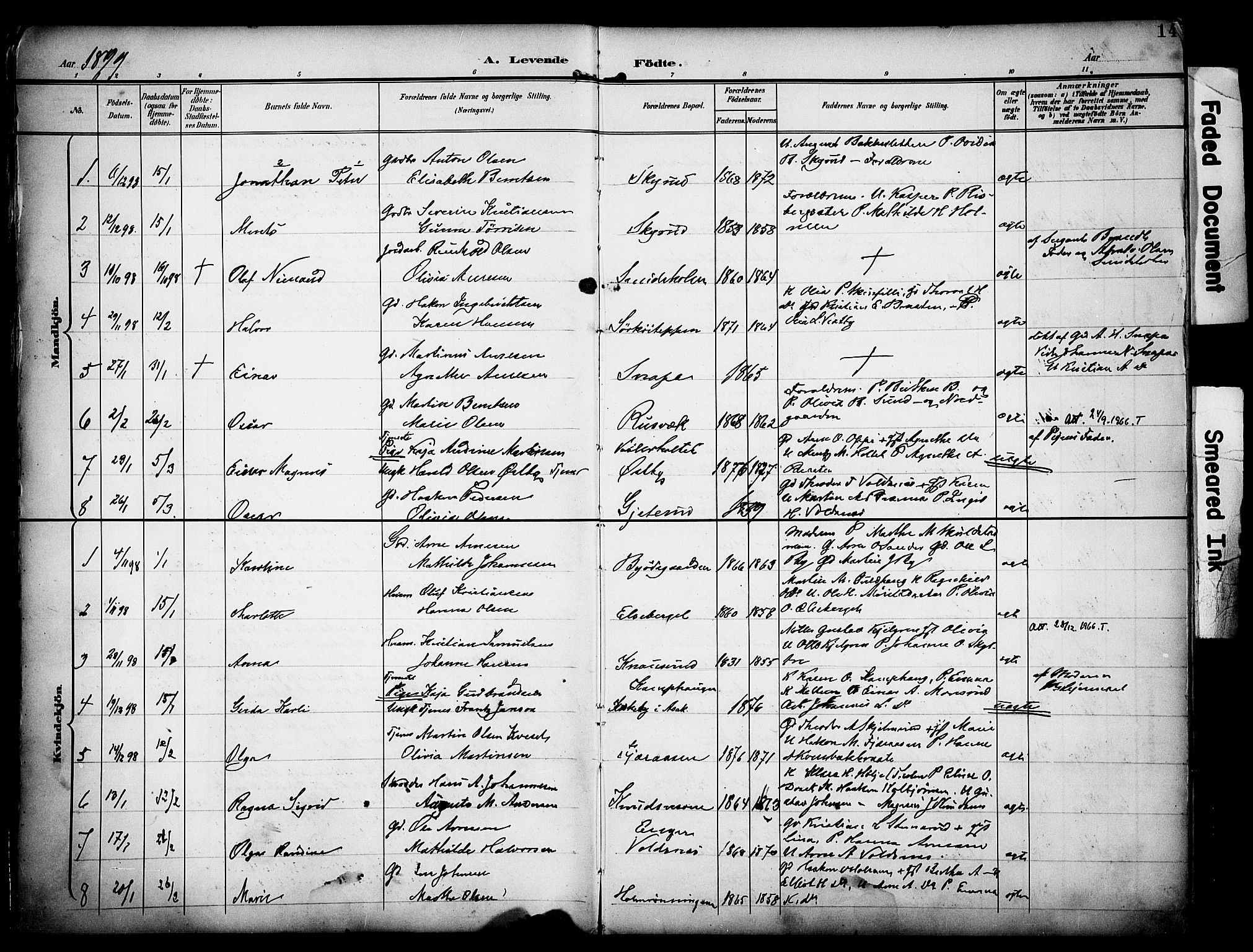 Grue prestekontor, SAH/PREST-036/H/Ha/Haa/L0013: Parish register (official) no. 13, 1898-1910, p. 14