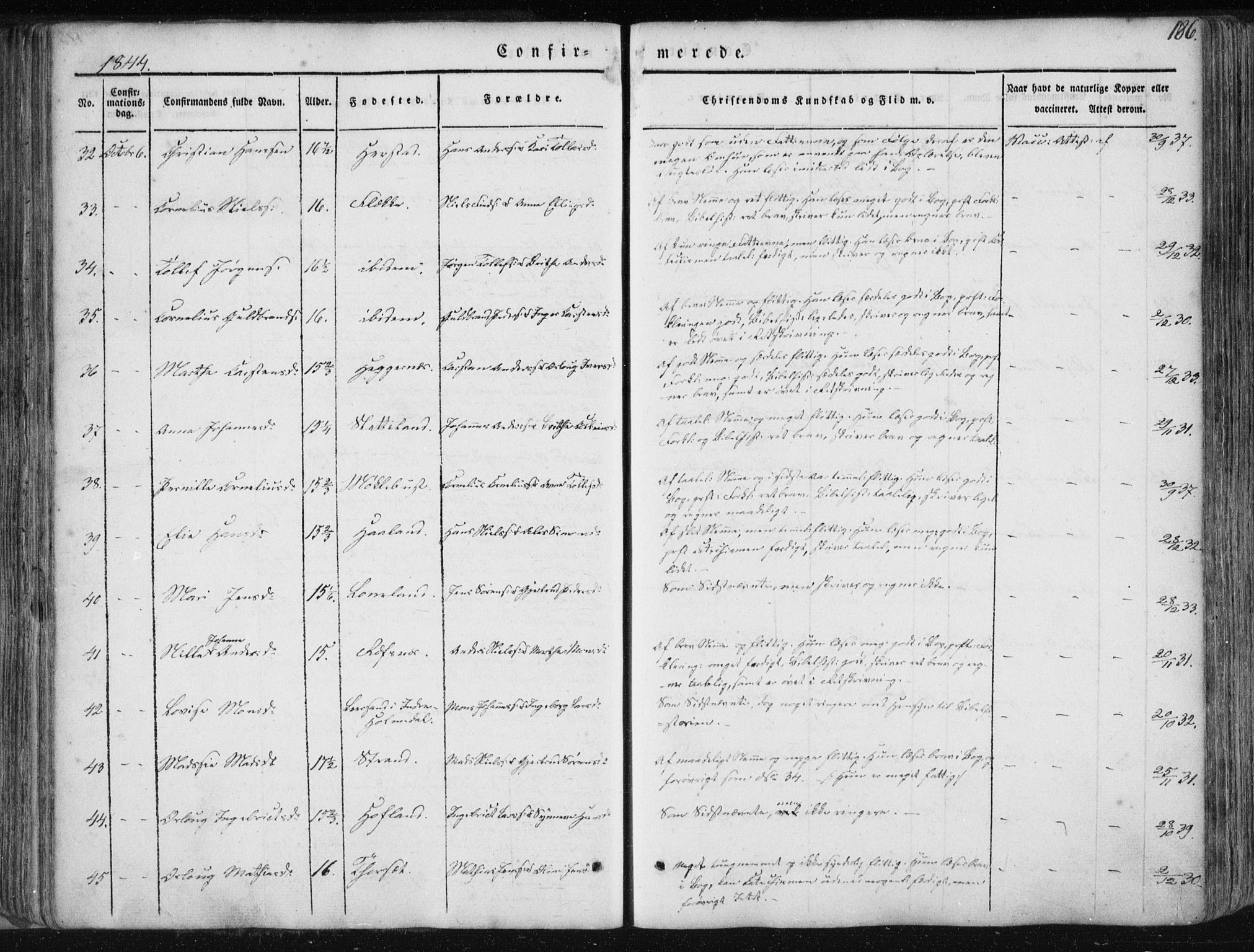 Fjaler sokneprestembete, AV/SAB-A-79801/H/Haa/Haaa/L0006: Parish register (official) no. A 6, 1835-1884, p. 186