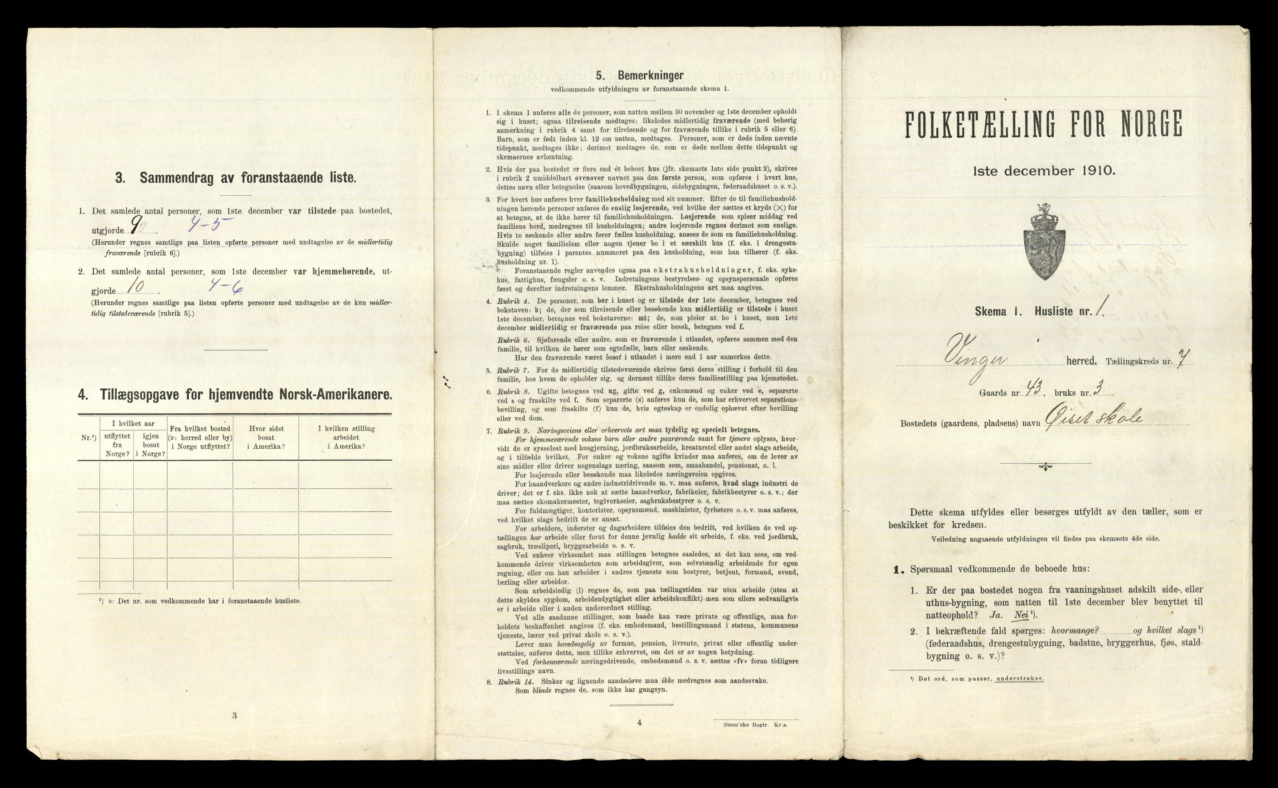 RA, 1910 census for Vinger, 1910, p. 777
