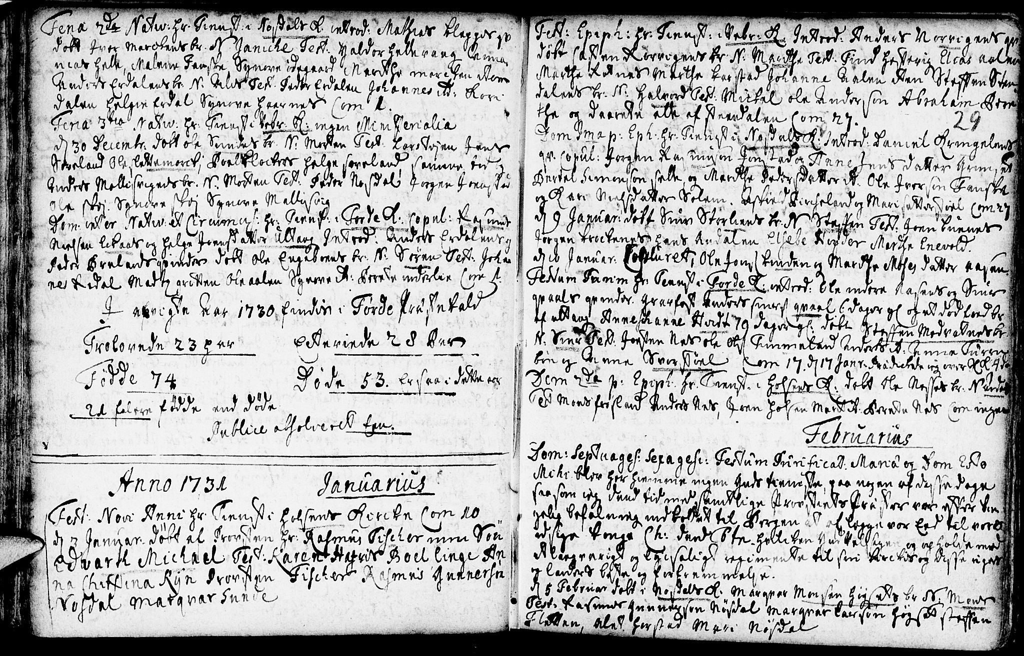 Førde sokneprestembete, SAB/A-79901/H/Haa/Haaa/L0002: Parish register (official) no. A 2, 1728-1748, p. 29