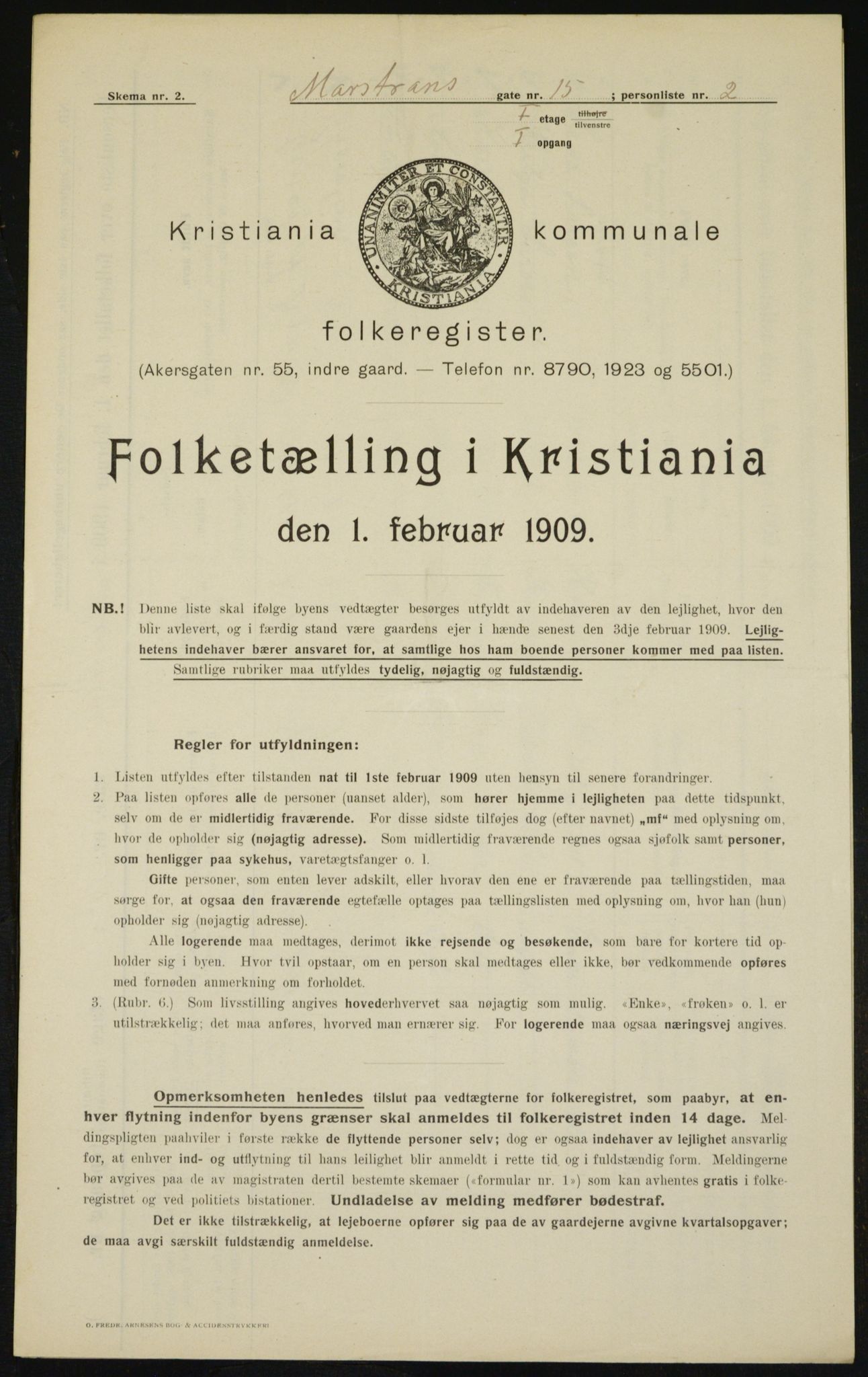 OBA, Municipal Census 1909 for Kristiania, 1909, p. 58760