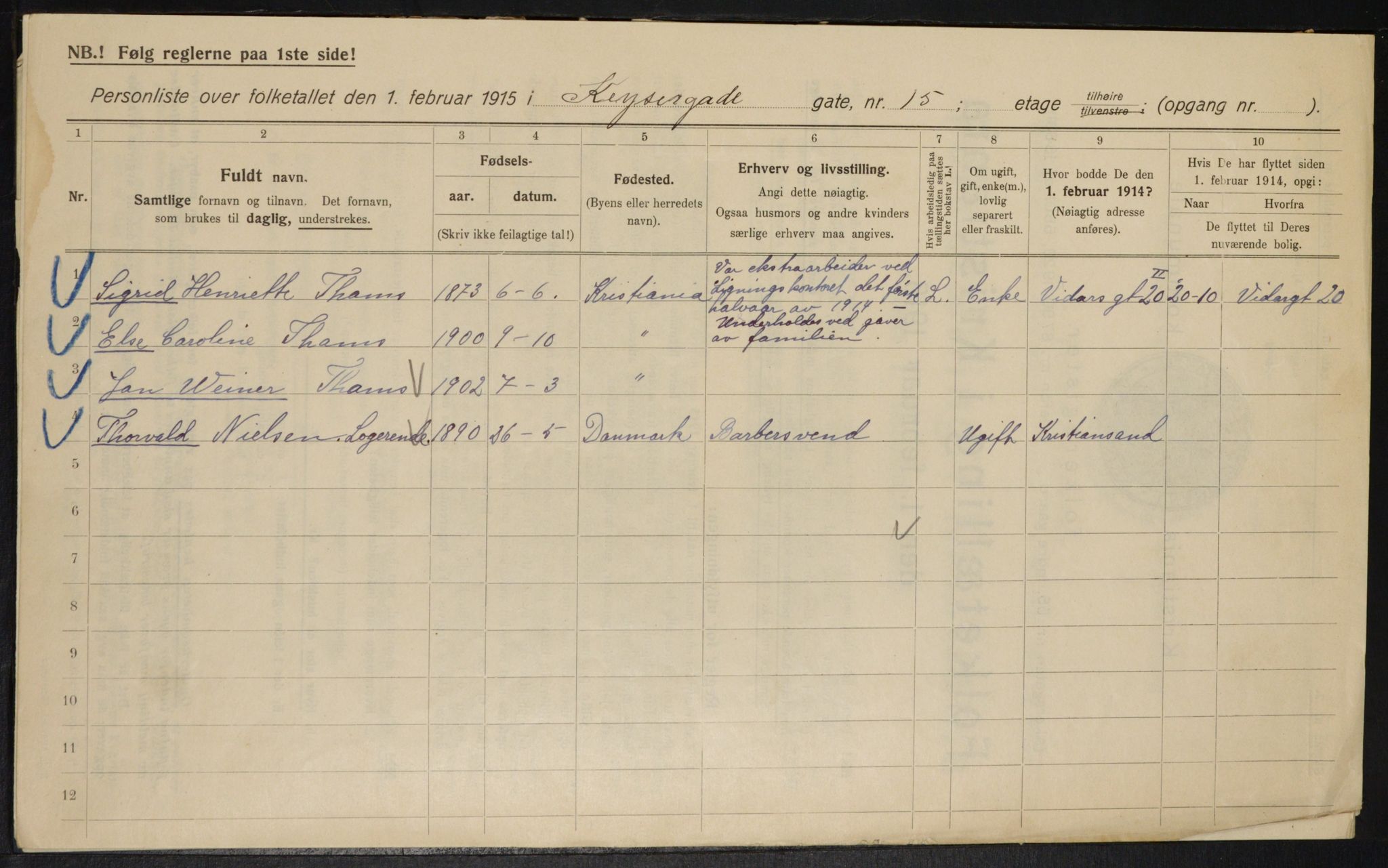 OBA, Municipal Census 1915 for Kristiania, 1915, p. 48905