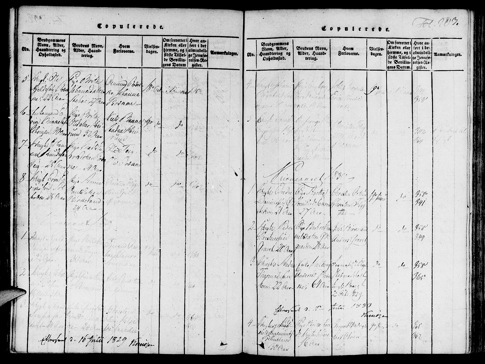 Suldal sokneprestkontor, SAST/A-101845/01/IV/L0007: Parish register (official) no. A 7, 1817-1838, p. 203