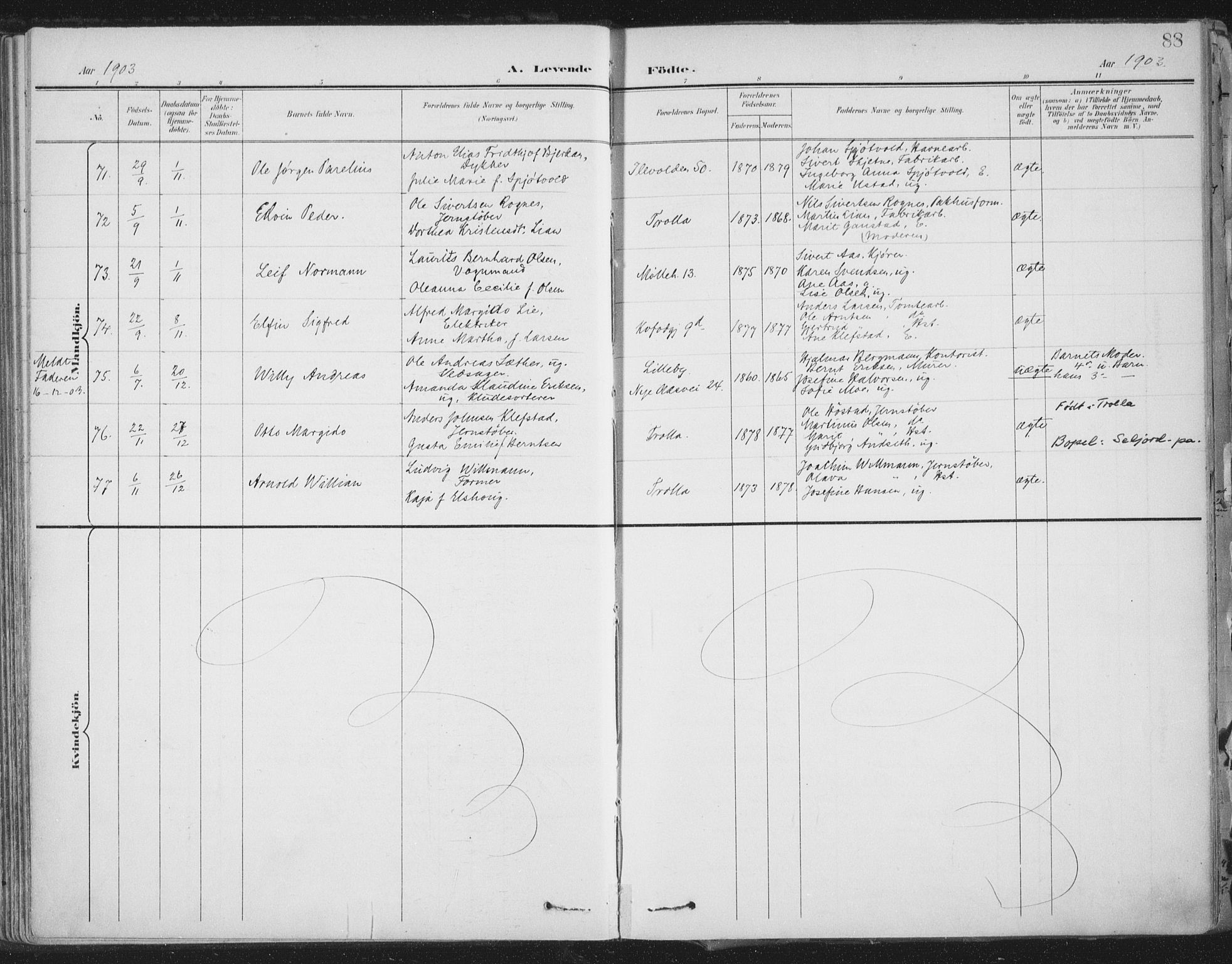 Ministerialprotokoller, klokkerbøker og fødselsregistre - Sør-Trøndelag, AV/SAT-A-1456/603/L0167: Parish register (official) no. 603A06, 1896-1932, p. 88