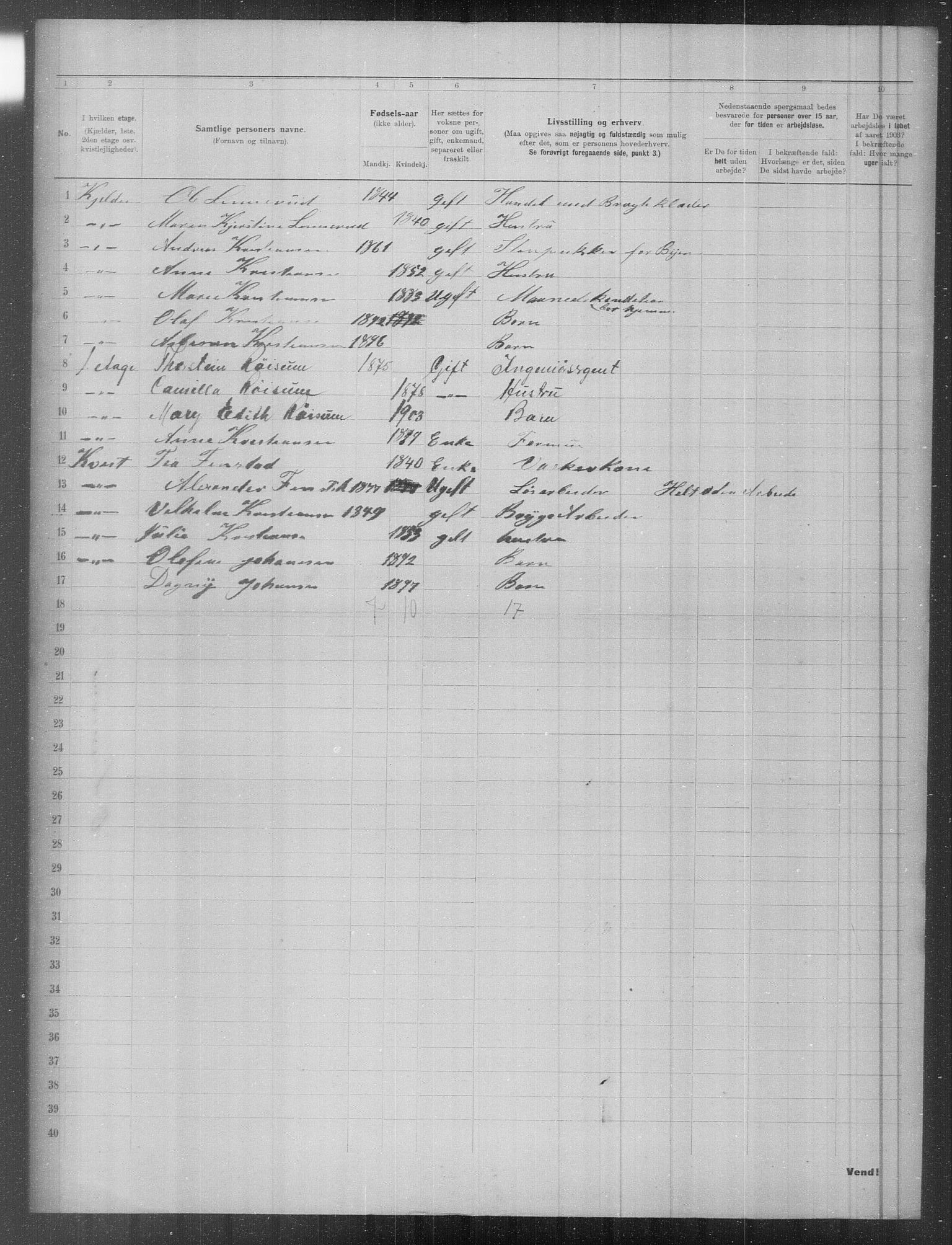 OBA, Municipal Census 1903 for Kristiania, 1903, p. 5818