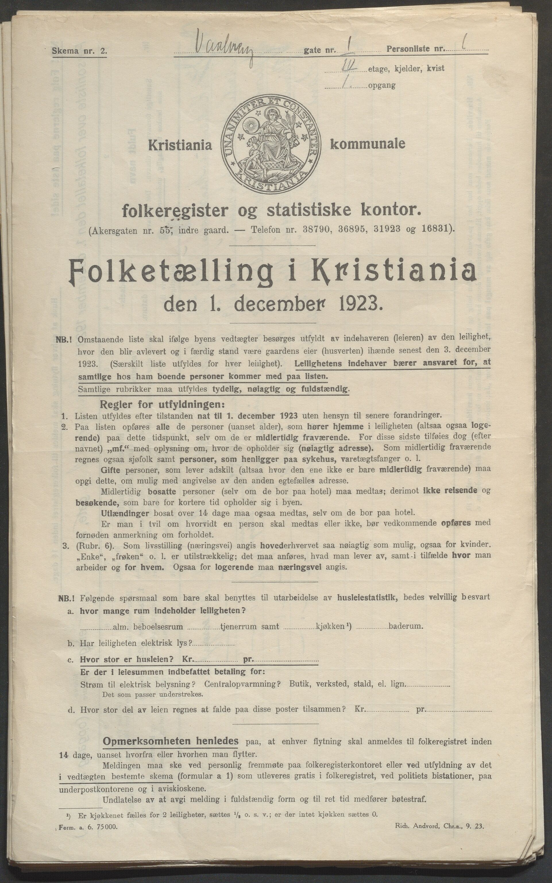OBA, Municipal Census 1923 for Kristiania, 1923, p. 138701