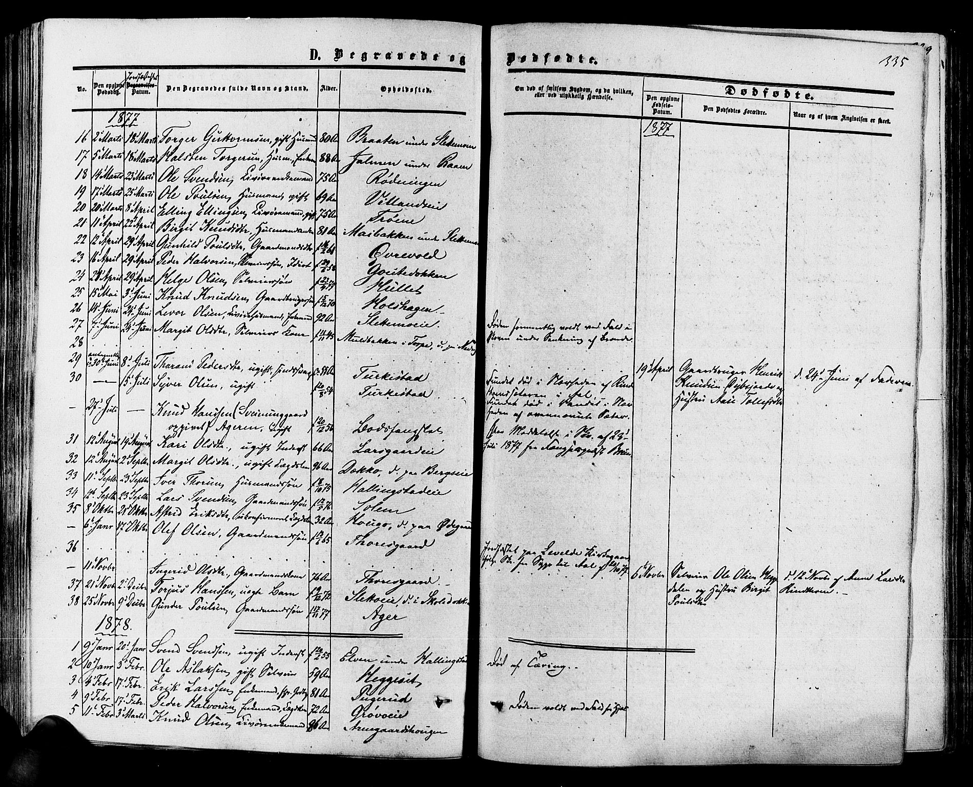 Hol kirkebøker, SAKO/A-227/F/Fa/L0002: Parish register (official) no. I 2, 1870-1886, p. 335