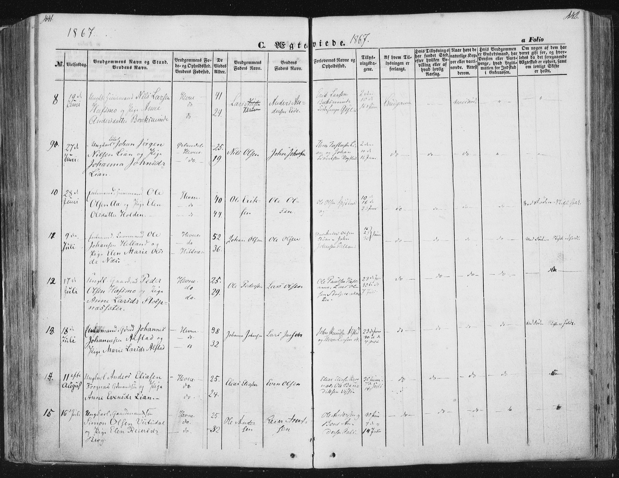 Ministerialprotokoller, klokkerbøker og fødselsregistre - Sør-Trøndelag, SAT/A-1456/630/L0494: Parish register (official) no. 630A07, 1852-1868, p. 441-442