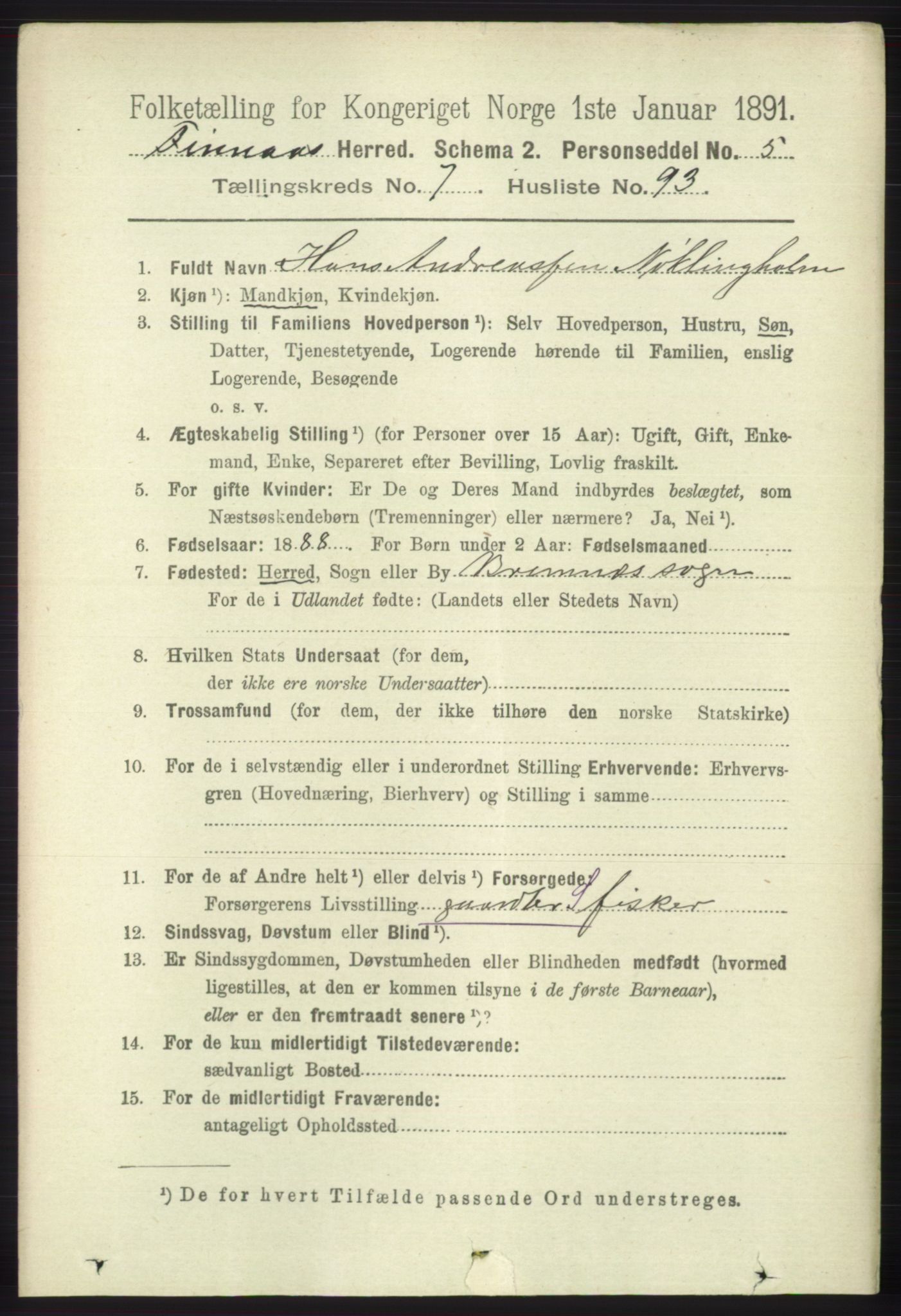 RA, 1891 census for 1218 Finnås, 1891, p. 3291