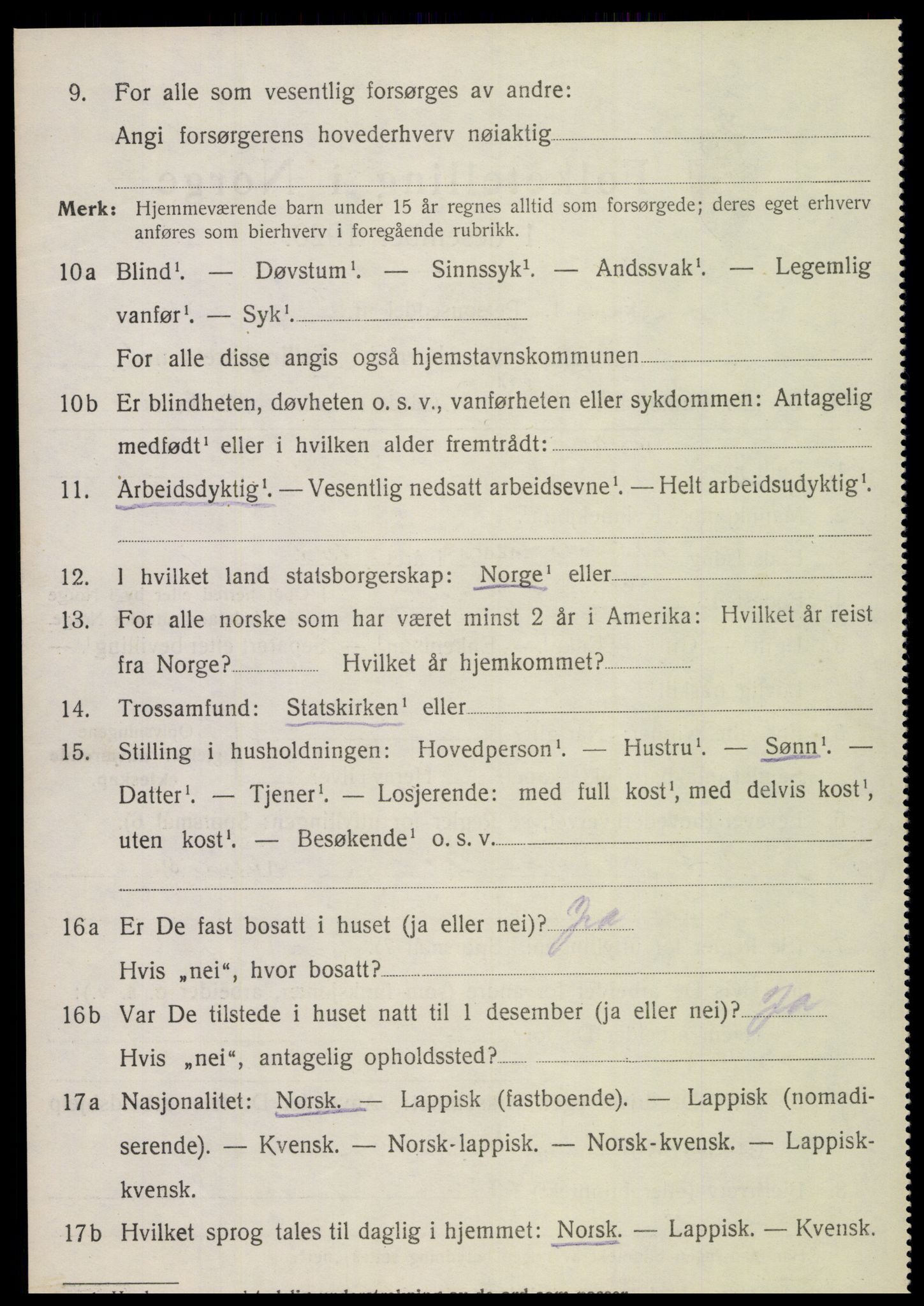 SAT, 1920 census for Sparbu, 1920, p. 3186