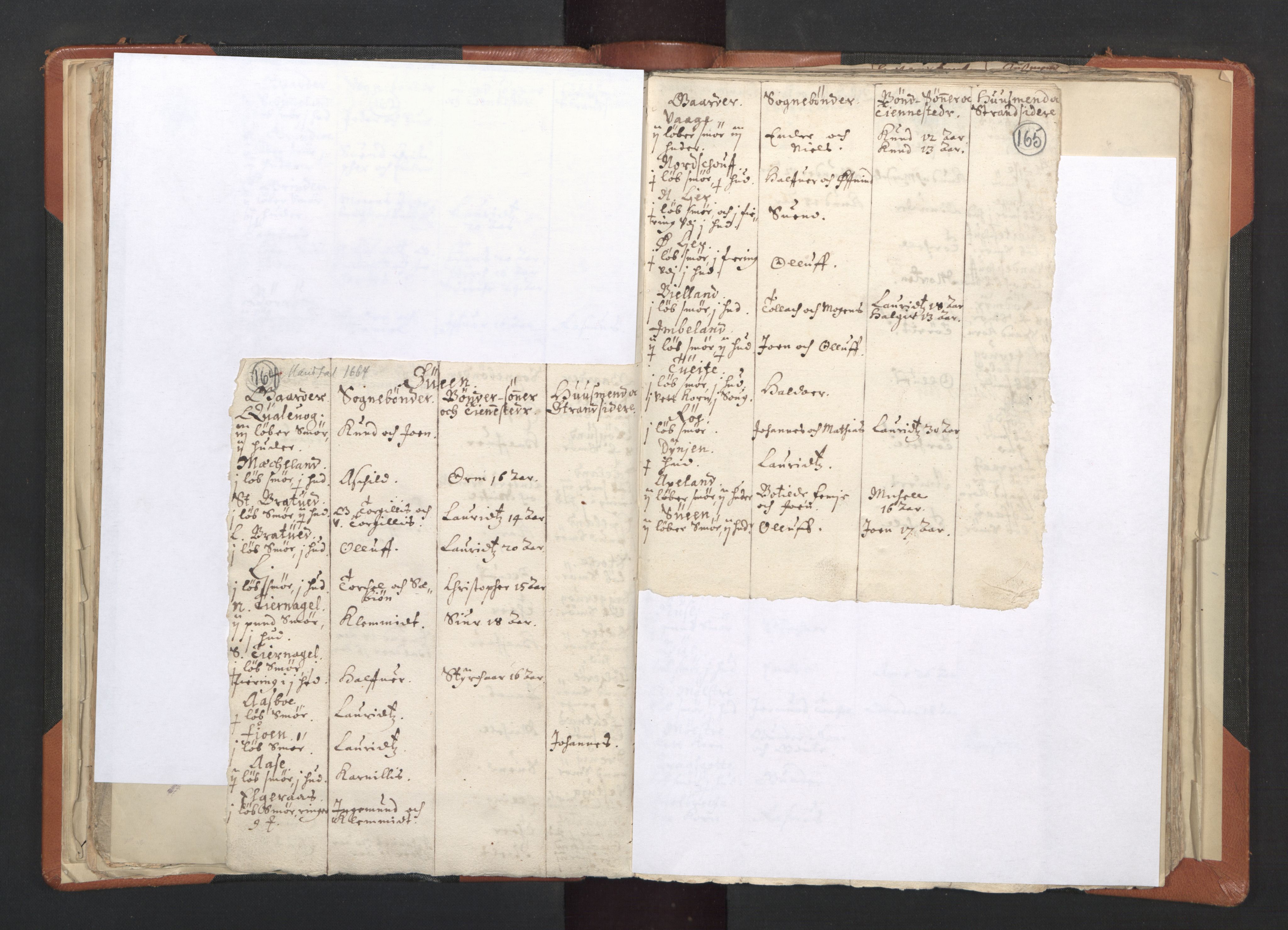 RA, Vicar's Census 1664-1666, no. 20: Sunnhordland deanery, 1664-1666, p. 164-165