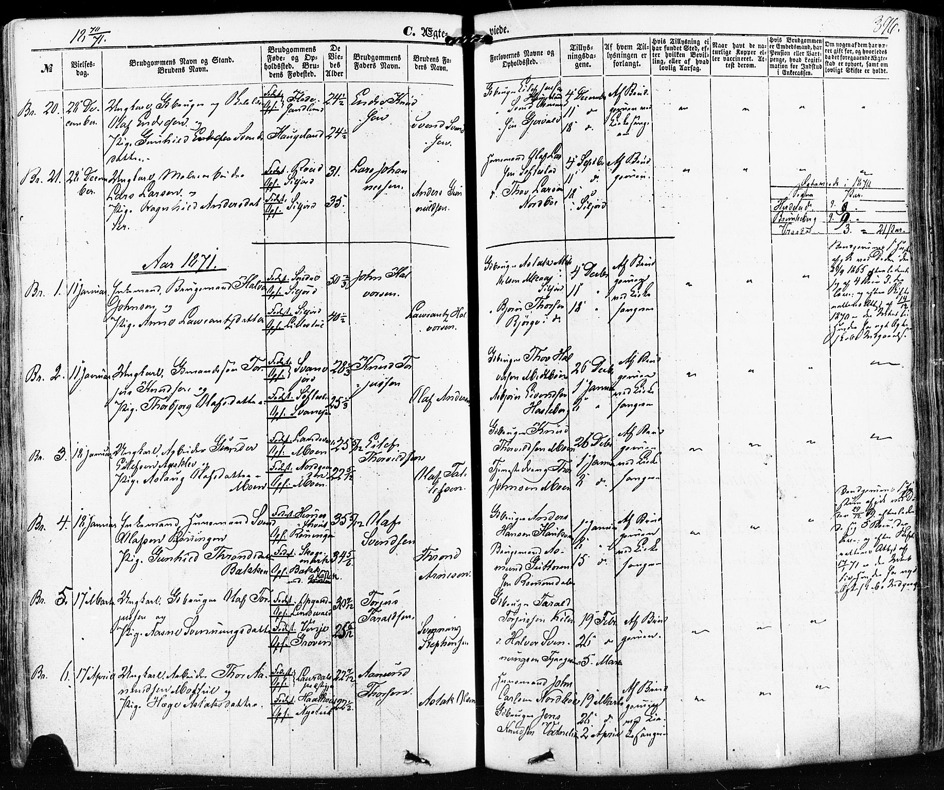 Kviteseid kirkebøker, AV/SAKO-A-276/F/Fa/L0007: Parish register (official) no. I 7, 1859-1881, p. 396