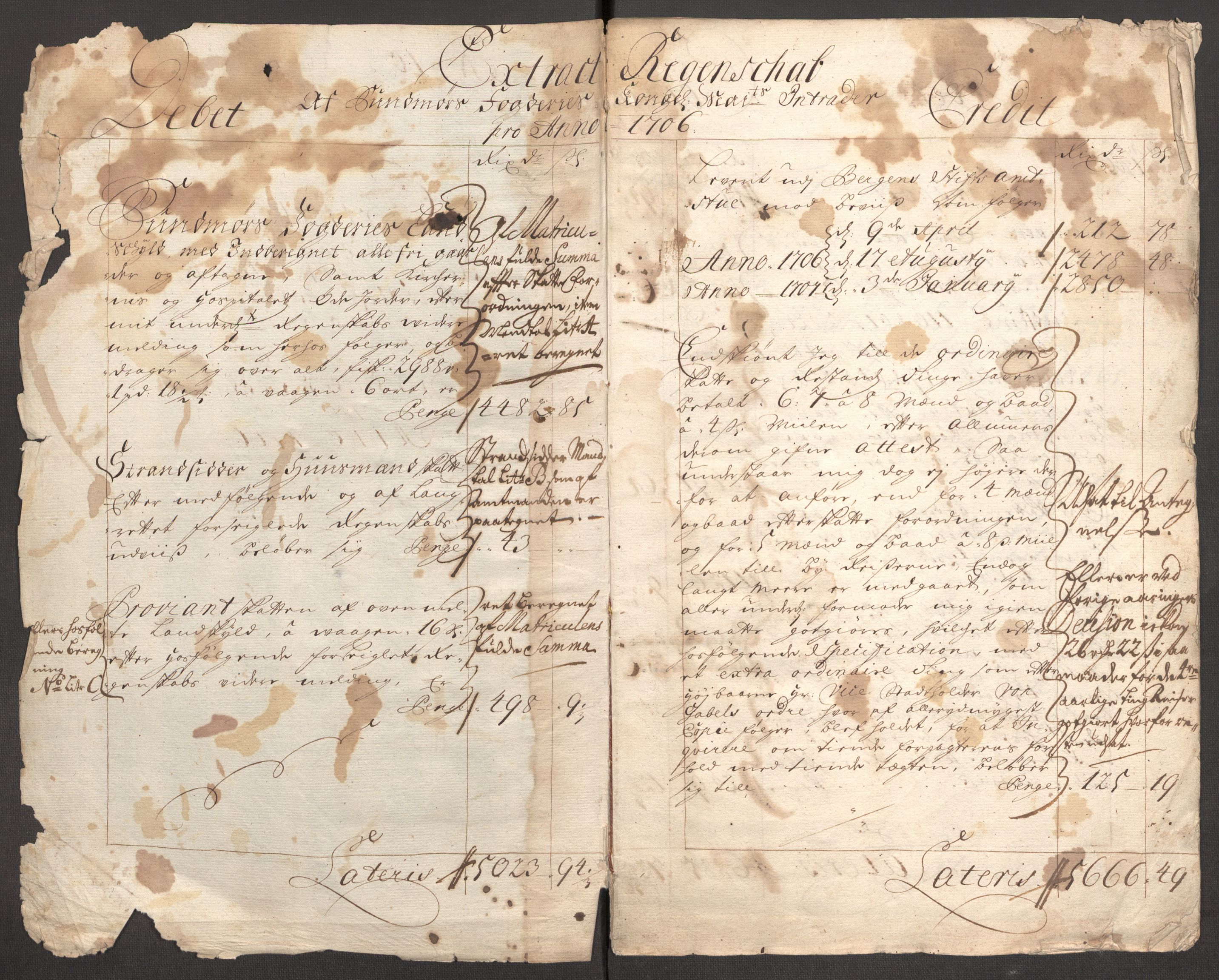 Rentekammeret inntil 1814, Reviderte regnskaper, Fogderegnskap, AV/RA-EA-4092/R54/L3561: Fogderegnskap Sunnmøre, 1706-1707, p. 4