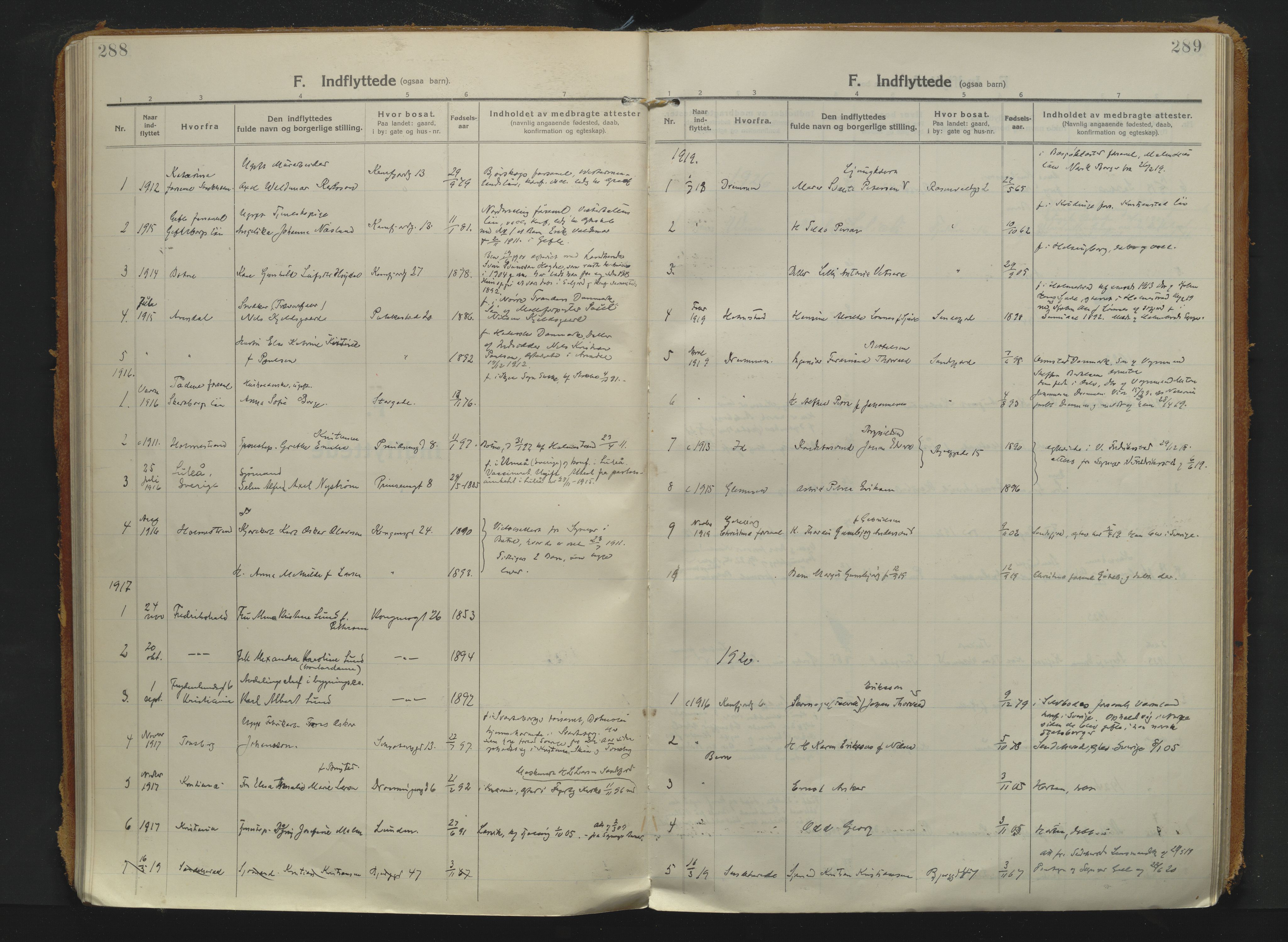 Sandefjord kirkebøker, SAKO/A-315/F/Fa/L0008: Parish register (official) no. 8, 1916-1926, p. 288-289
