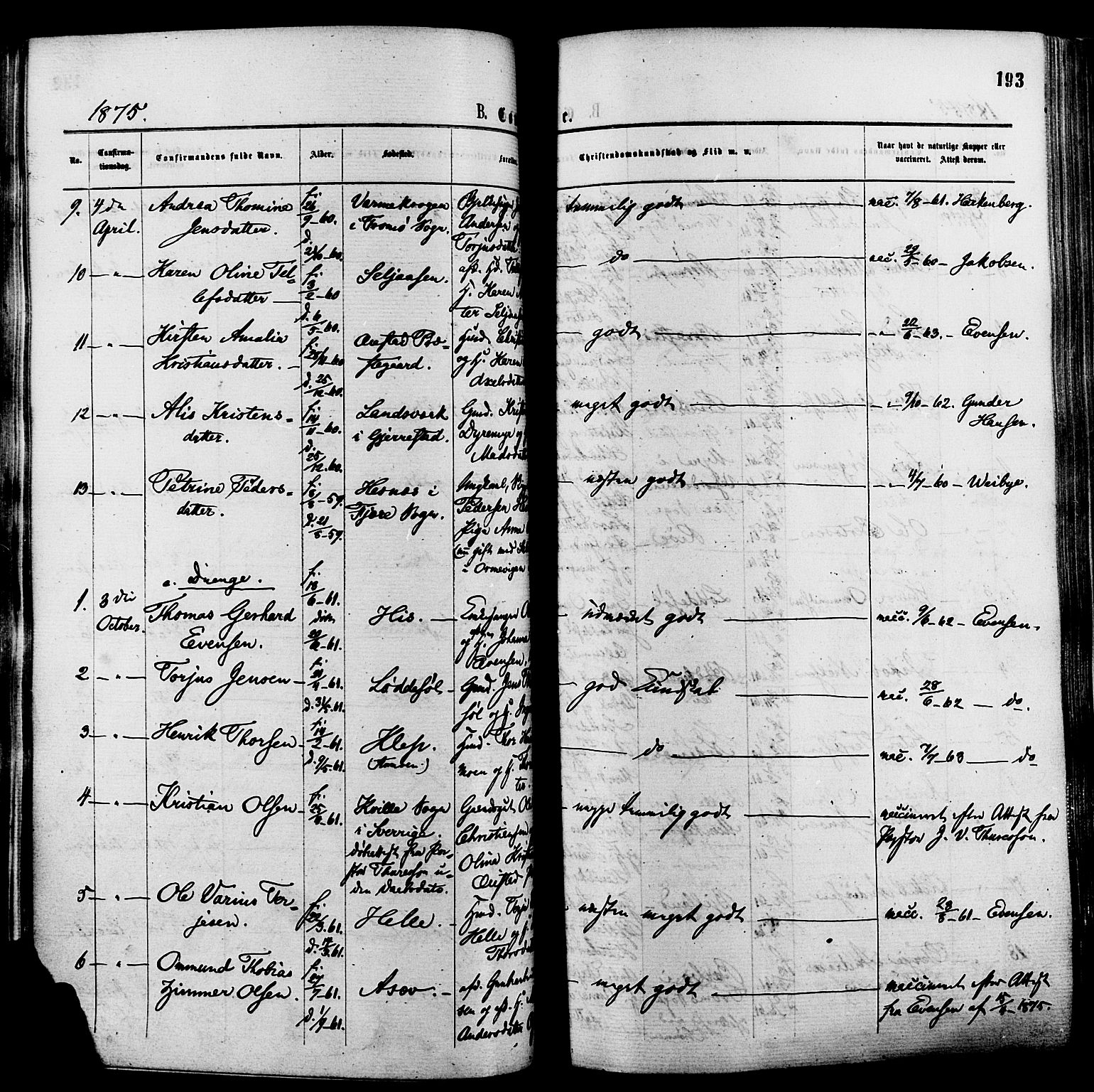 Øyestad sokneprestkontor, AV/SAK-1111-0049/F/Fa/L0016: Parish register (official) no. A 16, 1874-1886, p. 193
