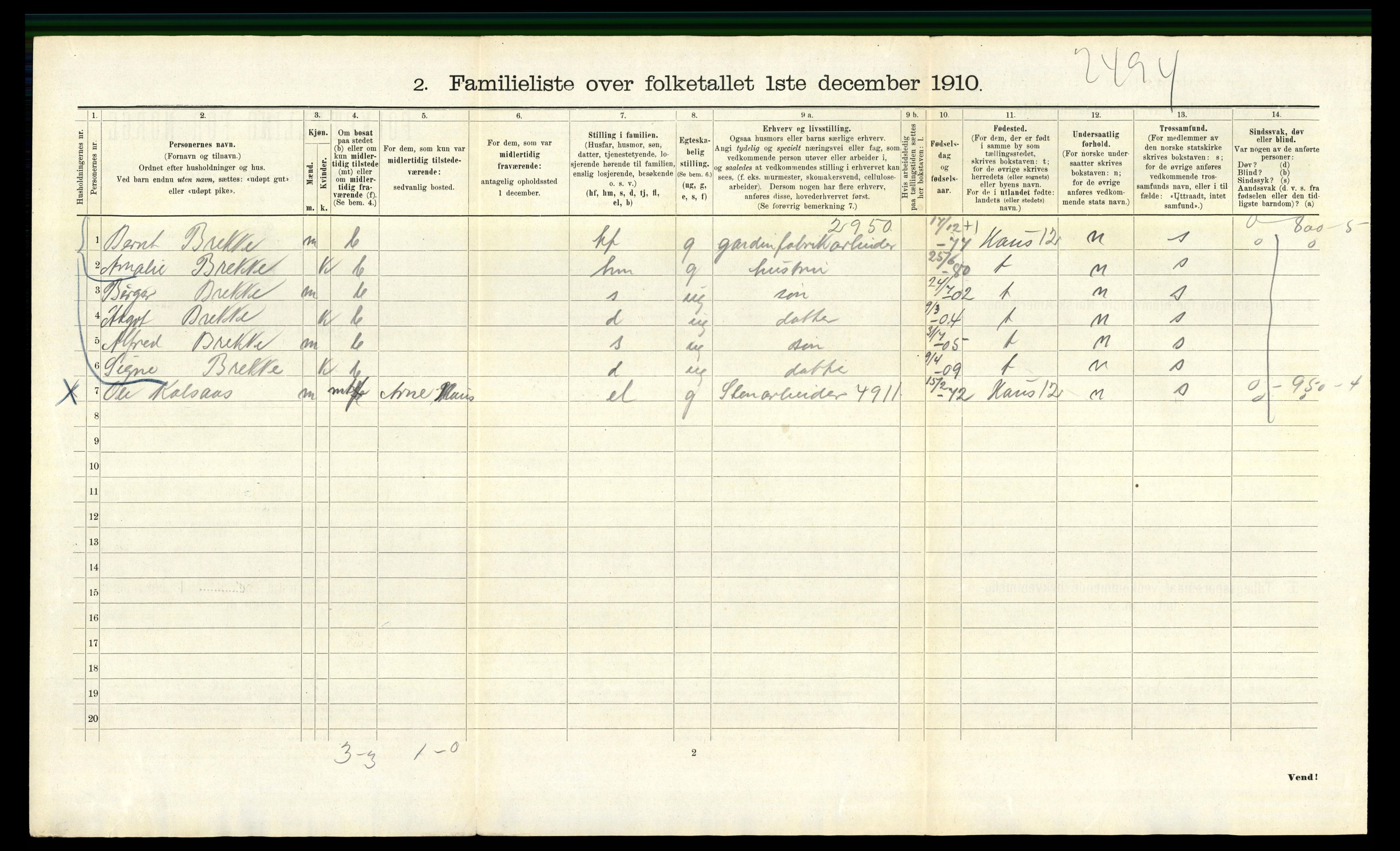 RA, 1910 census for Bergen, 1910, p. 25654