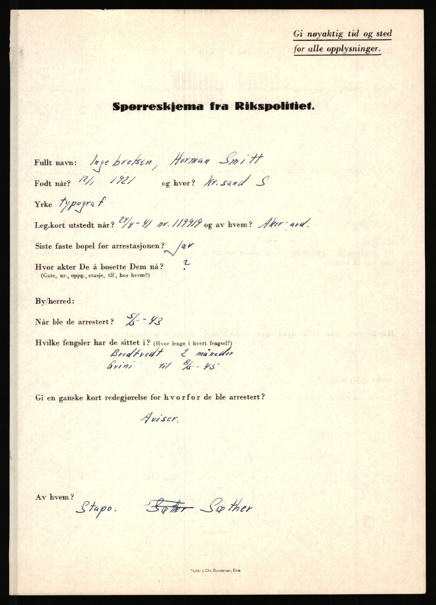 Rikspolitisjefen, AV/RA-S-1560/L/L0007: Heen, Erik C. - Iversen, Trygve, 1940-1945, p. 1117