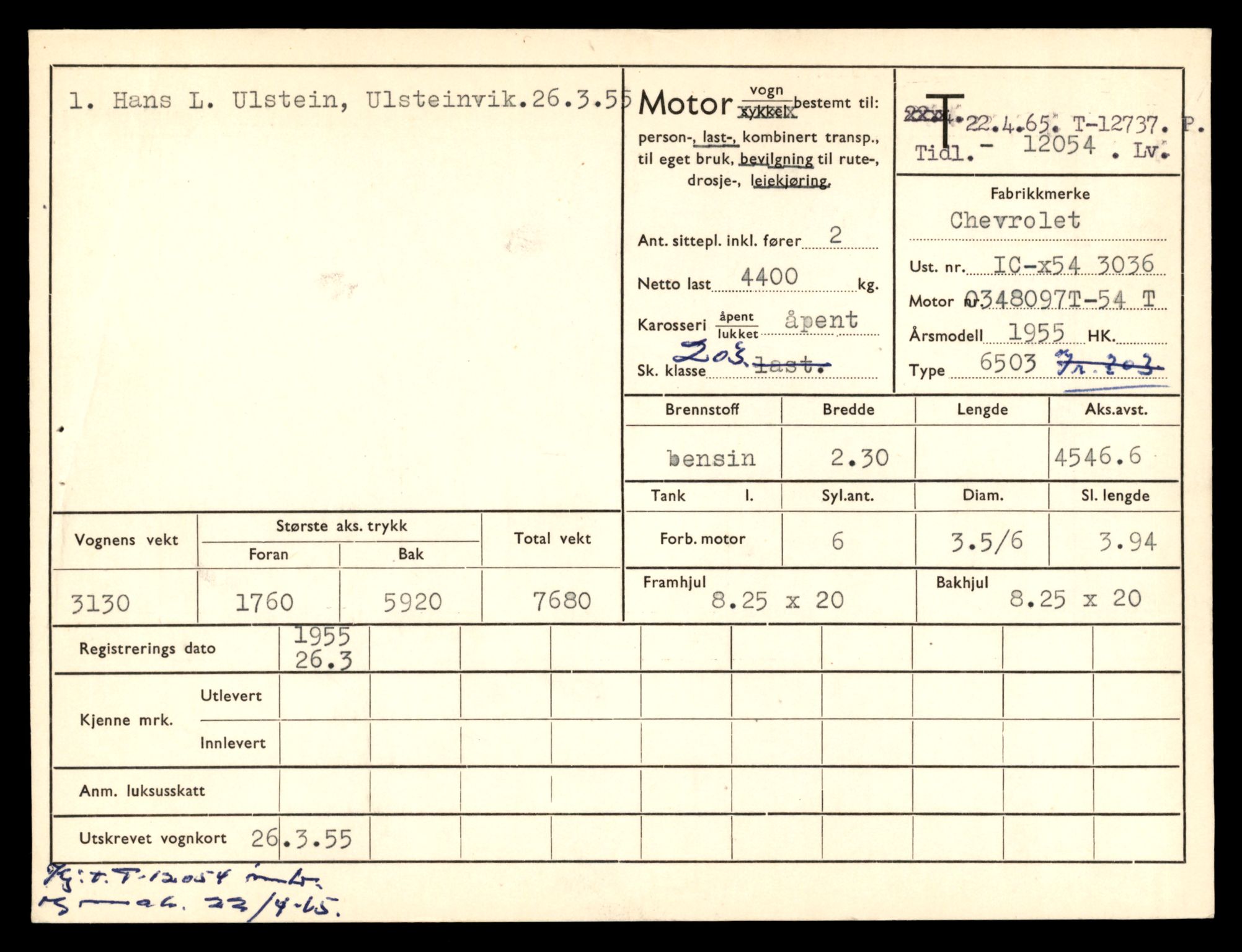 Møre og Romsdal vegkontor - Ålesund trafikkstasjon, AV/SAT-A-4099/F/Fe/L0035: Registreringskort for kjøretøy T 12653 - T 12829, 1927-1998, p. 1588