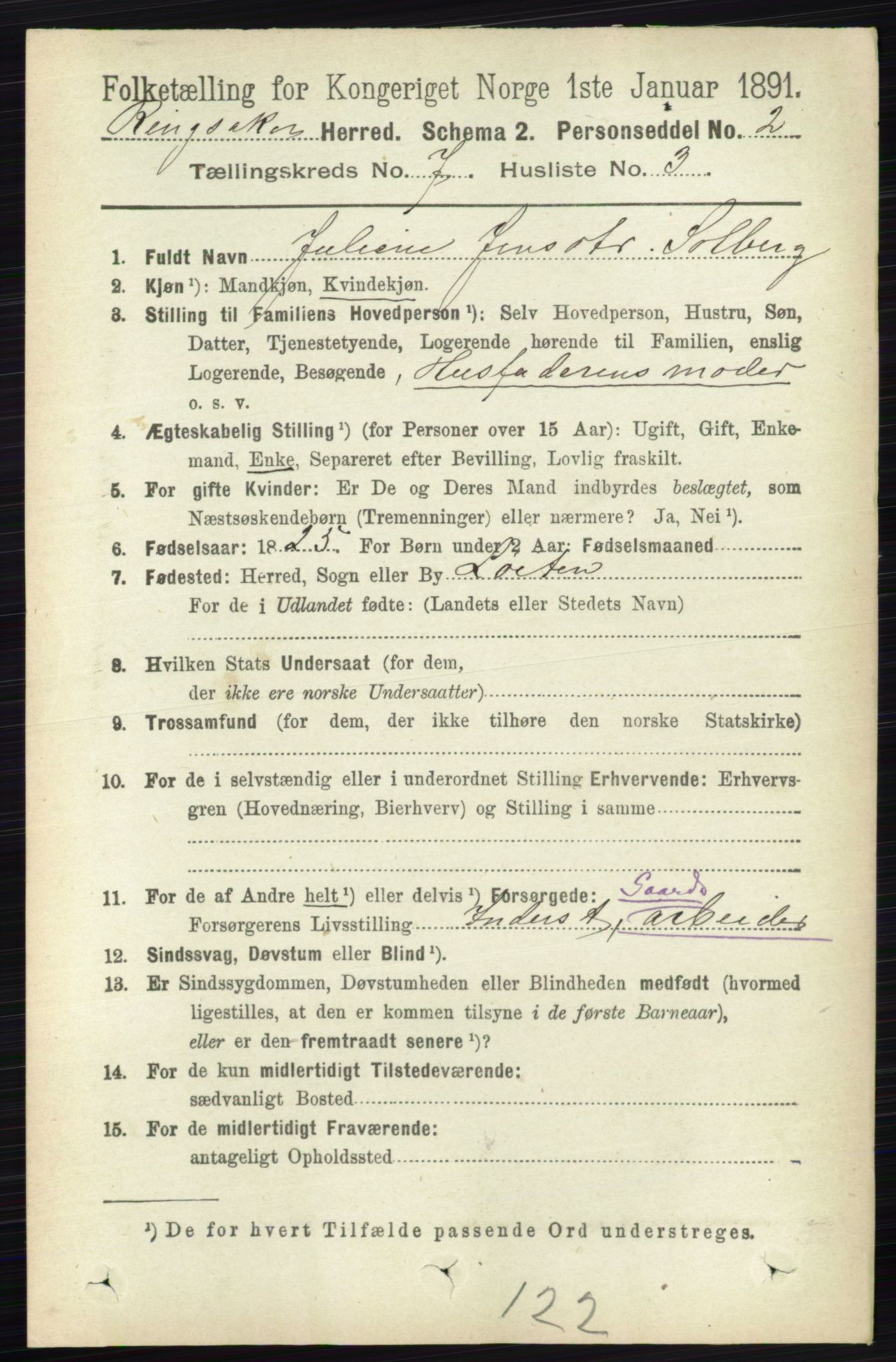 RA, 1891 census for 0412 Ringsaker, 1891, p. 3891