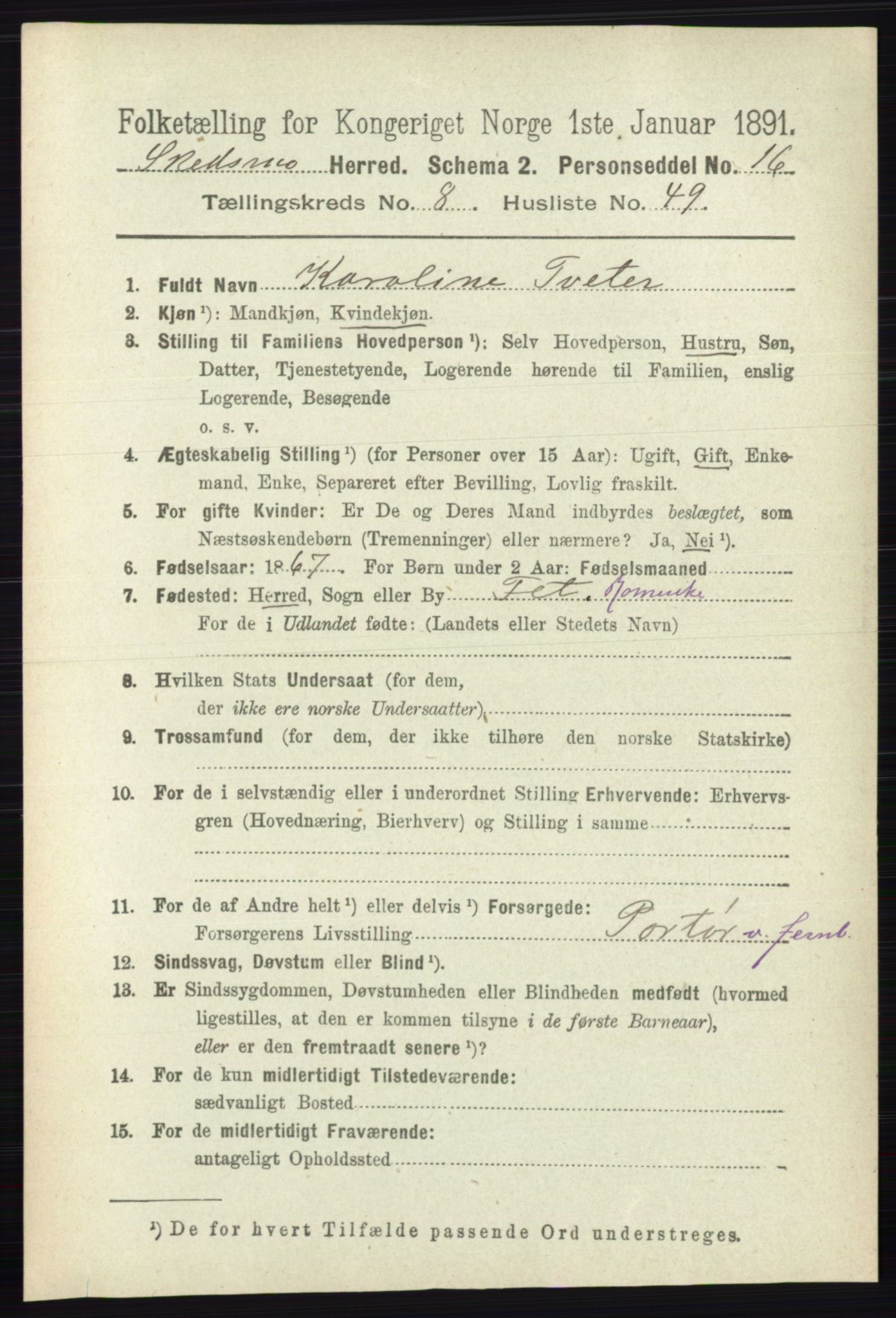 RA, 1891 census for 0231 Skedsmo, 1891, p. 4482