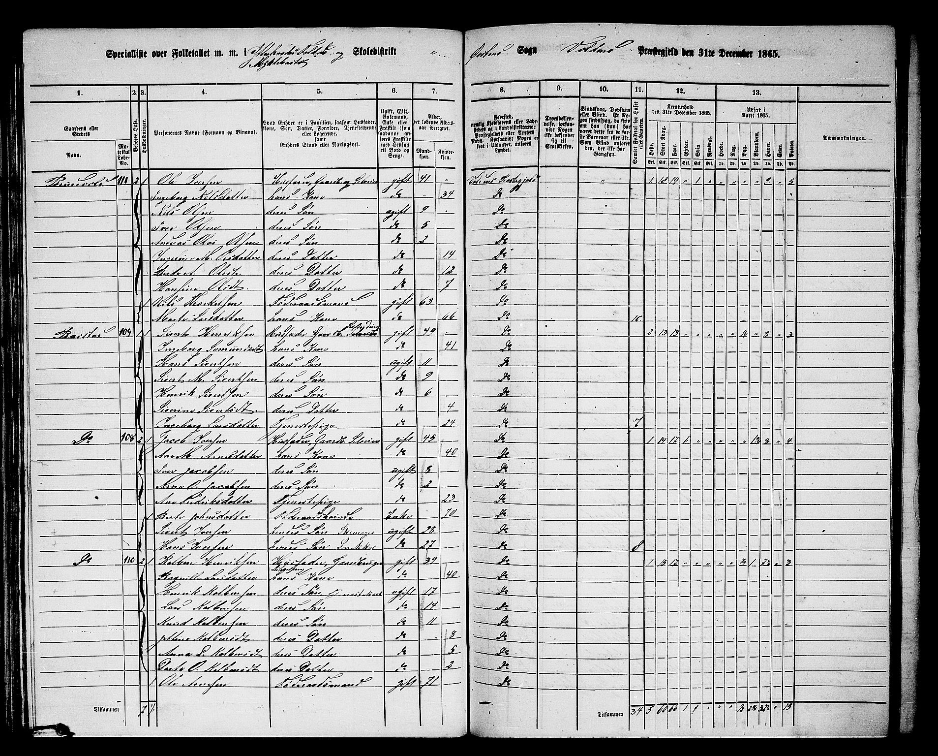 RA, 1865 census for Volda, 1865, p. 88