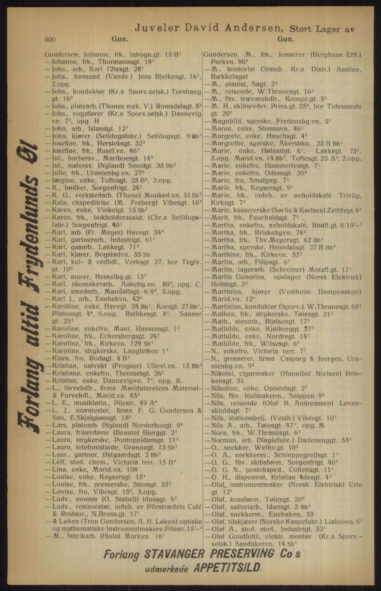 Kristiania/Oslo adressebok, PUBL/-, 1915, p. 500